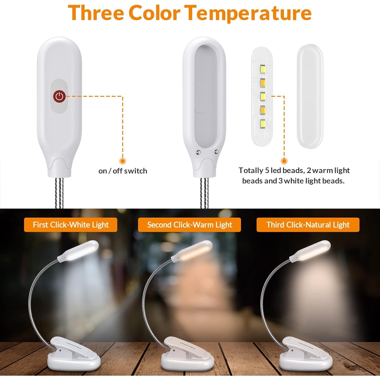 Luz de Libro Clip LEPOWER LED 5 Lúmenes Blanca Portátil