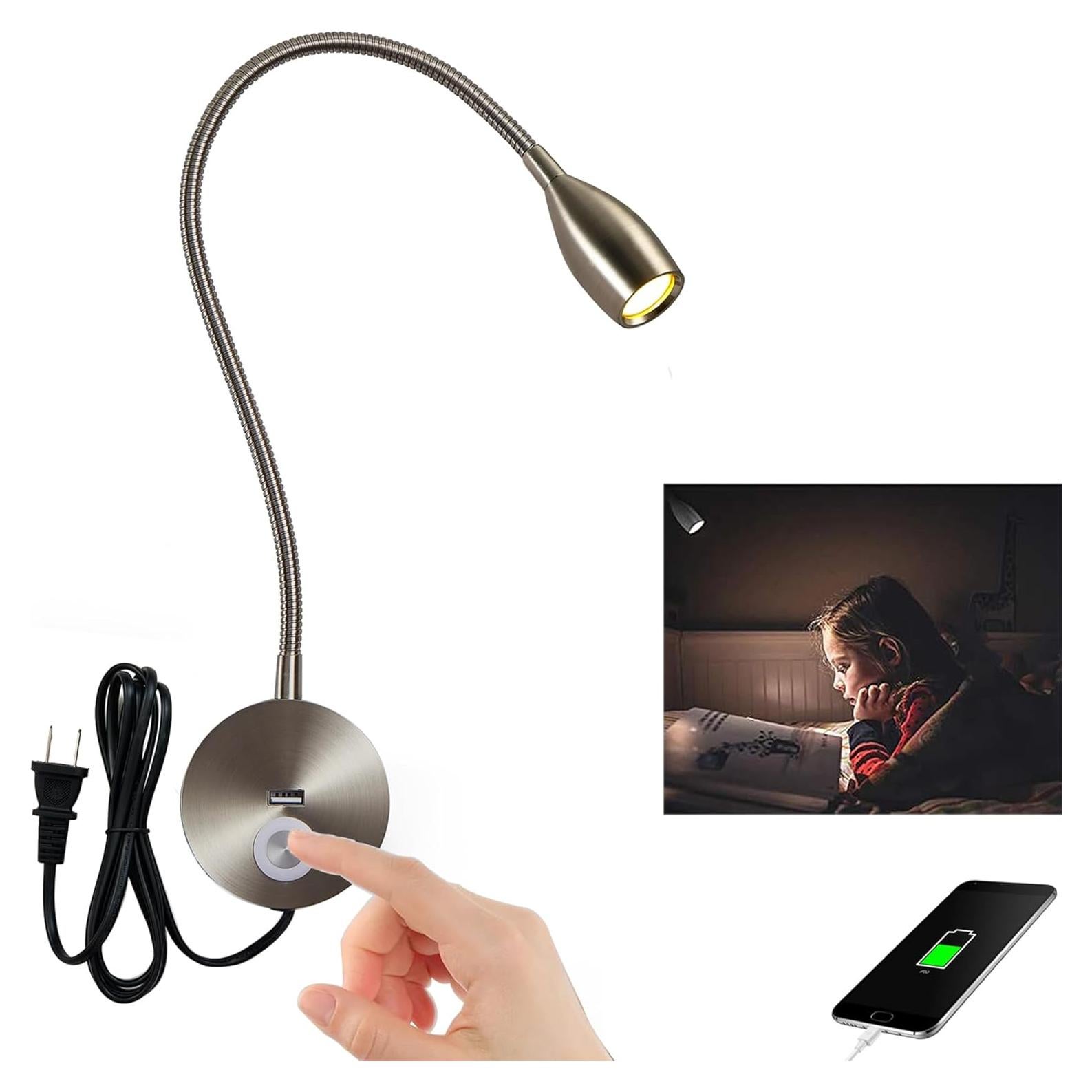 Luz de lectura LED regulable CRISETEK 3W cuello de ganso