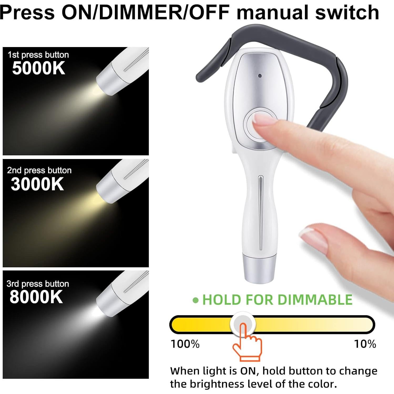 Luz de Lectura USB HONGUT Recargable 3 Niveles Brillo