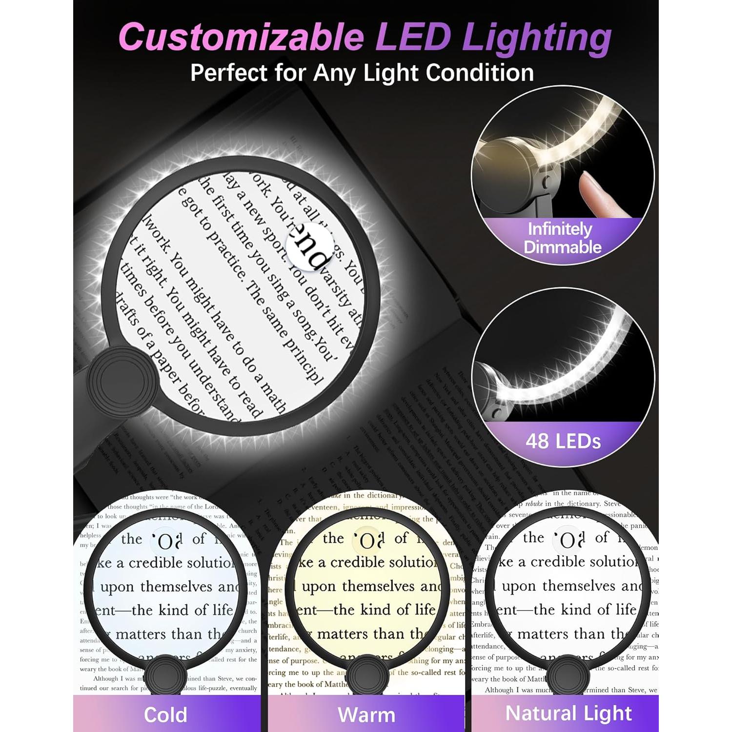 Lupa de Mano BPREINECO 5X 10X con Luz LED Recargable