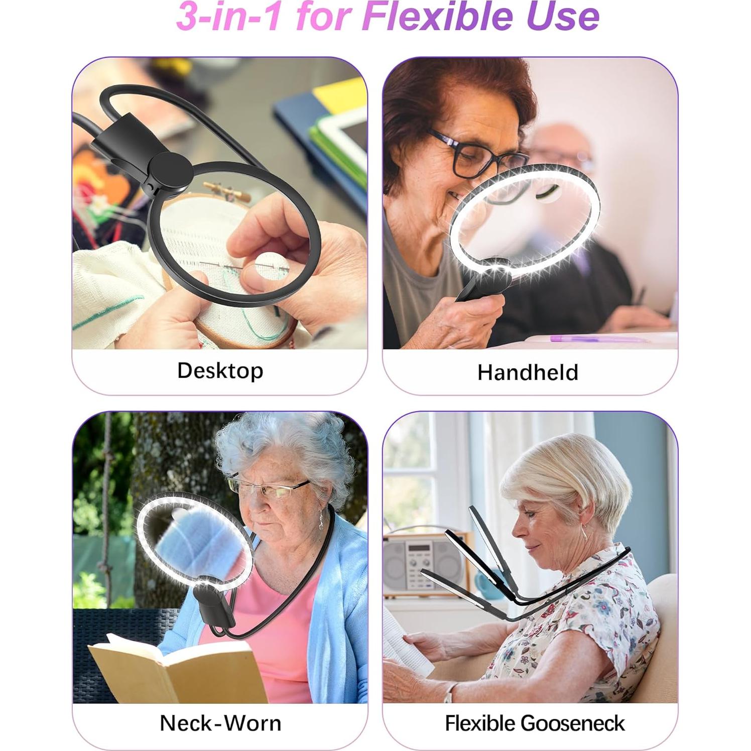 Lupa de Mano BPREINECO 5X 10X con Luz LED Recargable