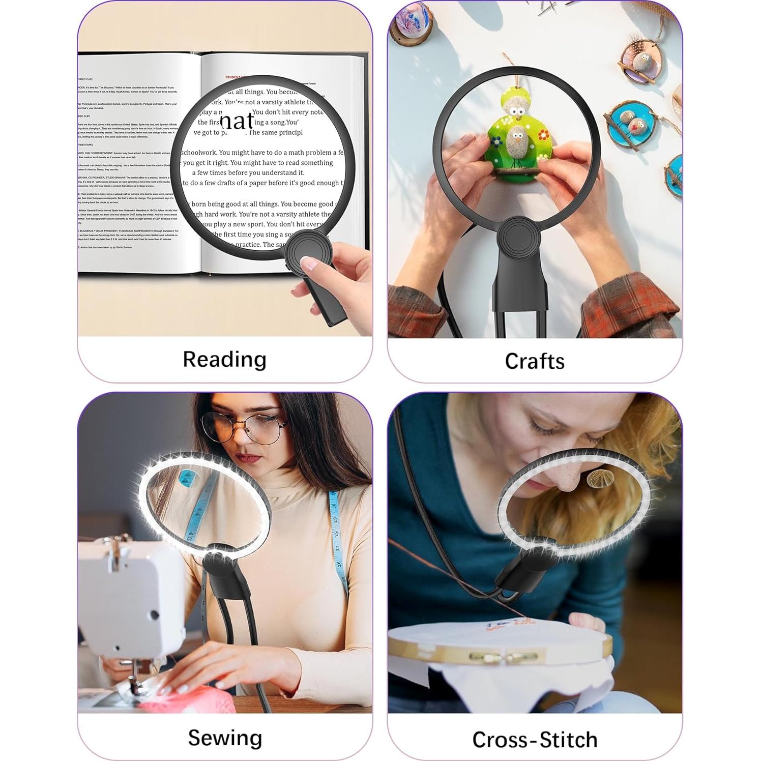 Lupa de Mano BPREINECO 5X 10X con Luz LED Recargable