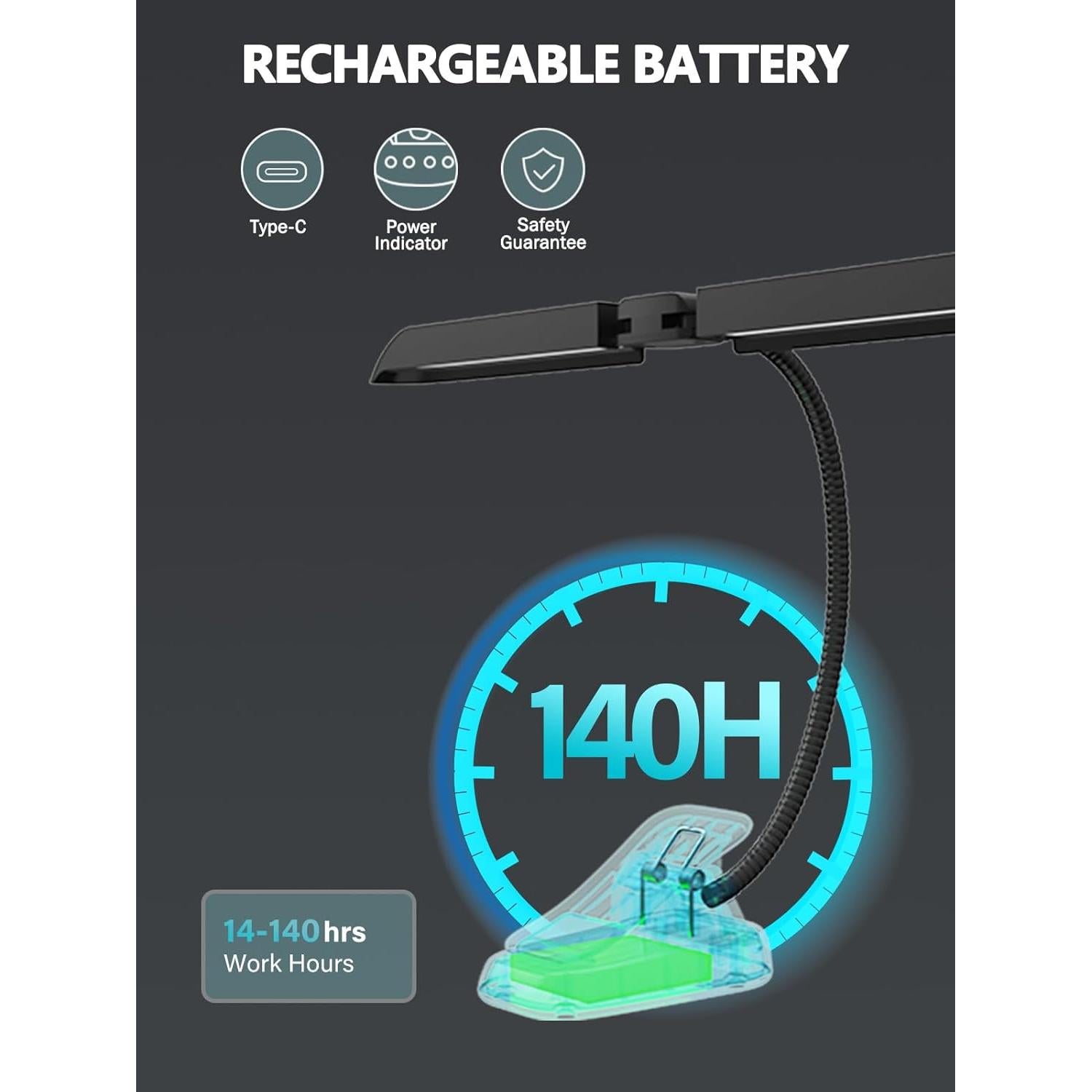 Lámpara de Atril Vekkia MST64 LED Recargable 5 Brillos 3 Colores