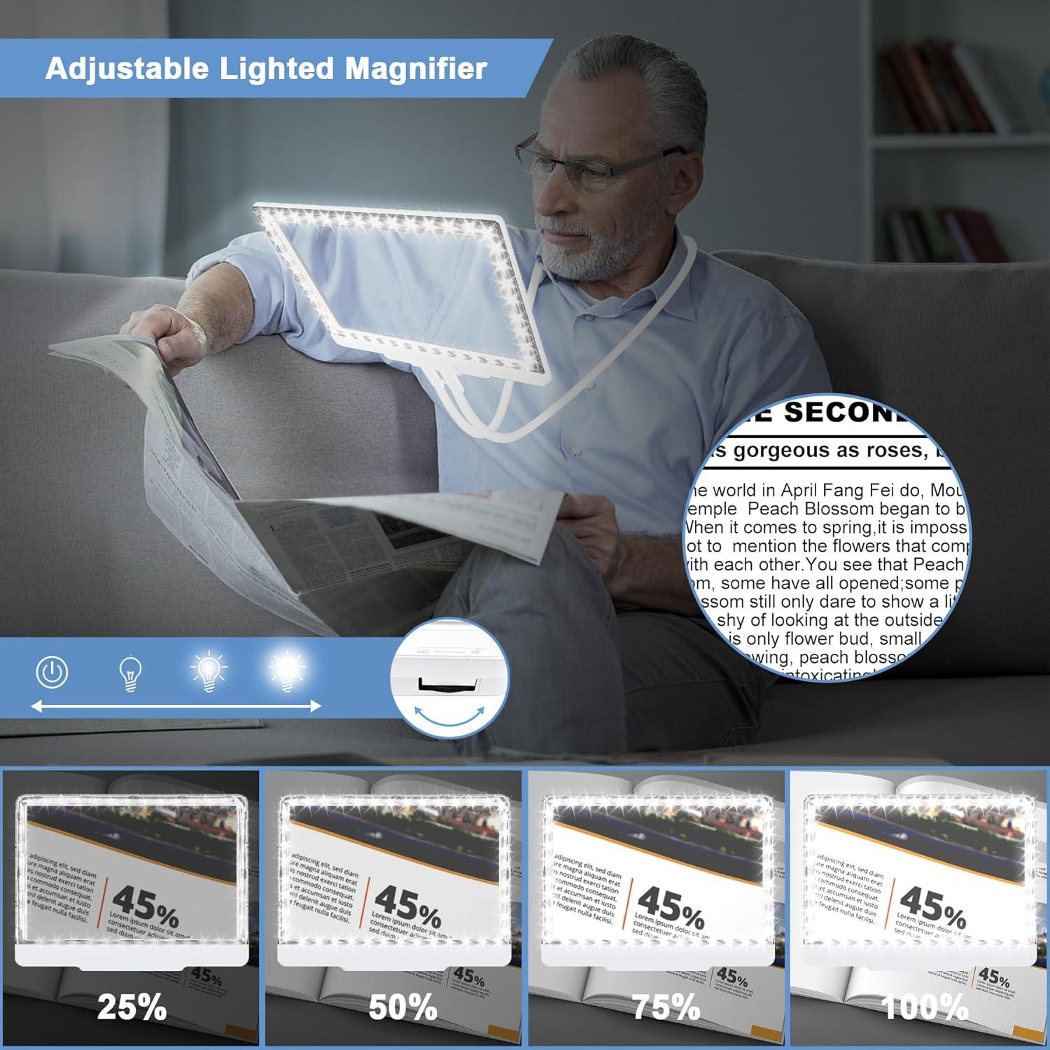 Lupa de Mano Libre 5X Molebe con Luz LED y Soporte