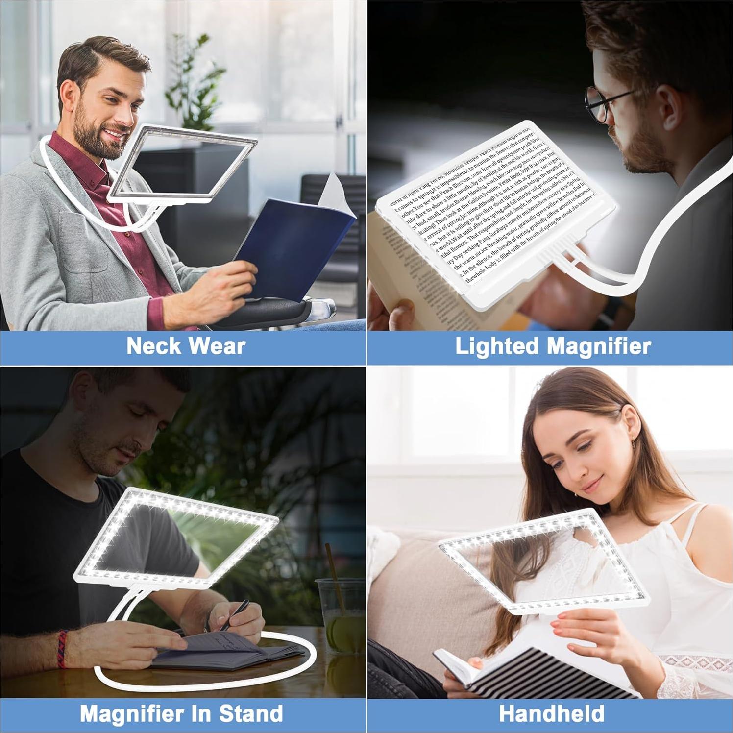 Lupa de Mano Libre 5X Molebe con Luz LED y Soporte