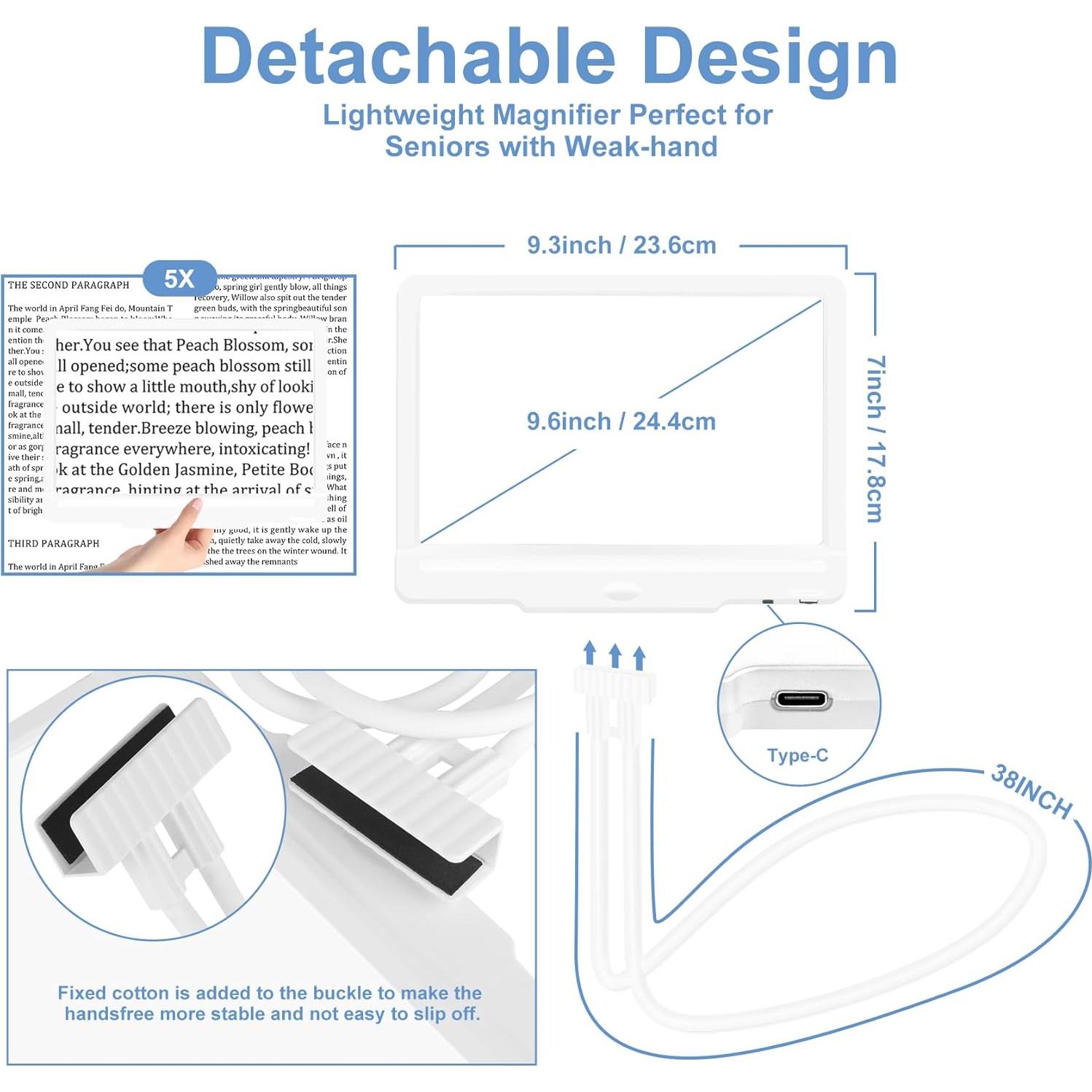 Lupa de Mano Libre 5X Molebe con Luz LED y Soporte