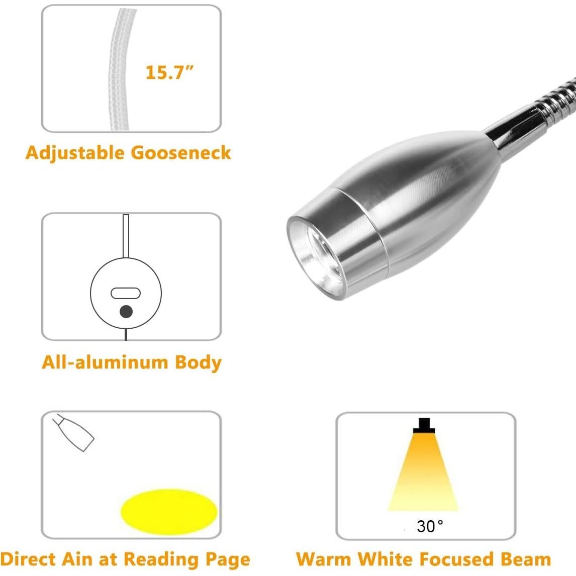 Aplique de Pared LED Alldio 3W Luz Cálida para Lectura