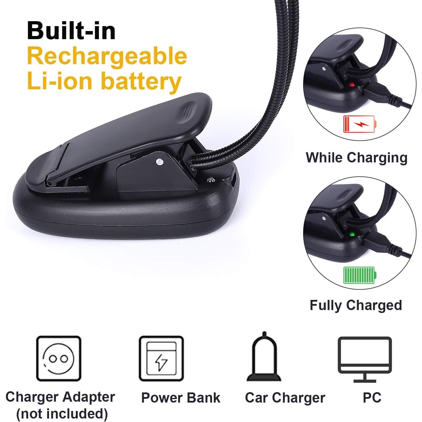 Luz de Atril Recargable GY con Clip y 8 LED 3 Niveles