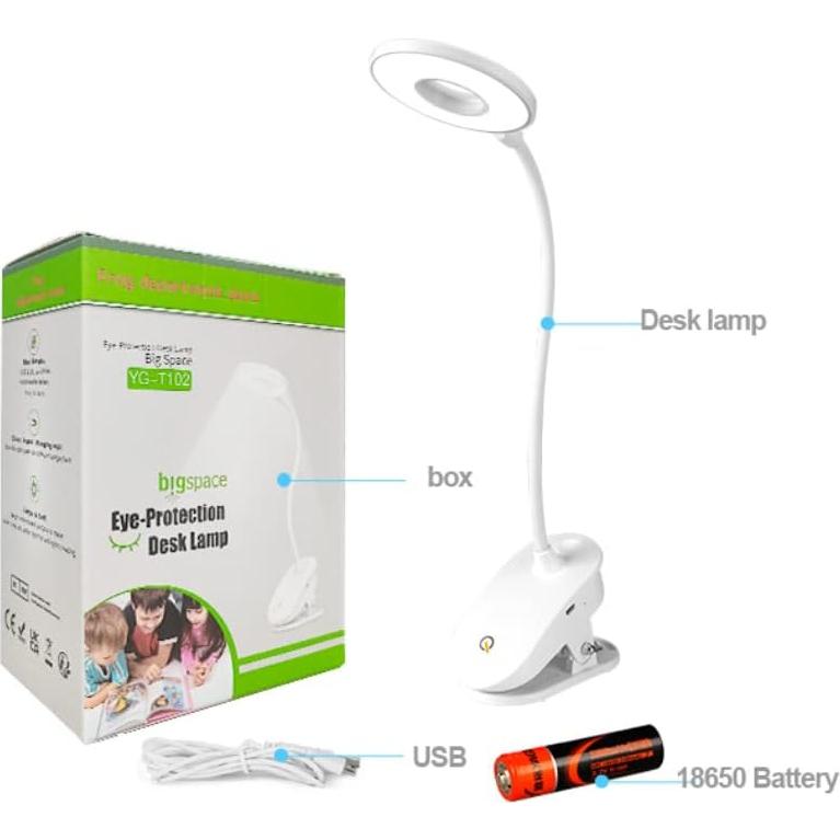 Lámpara de Lectura Clip YAGE YG-T102 Recargable USB 3 Niveles