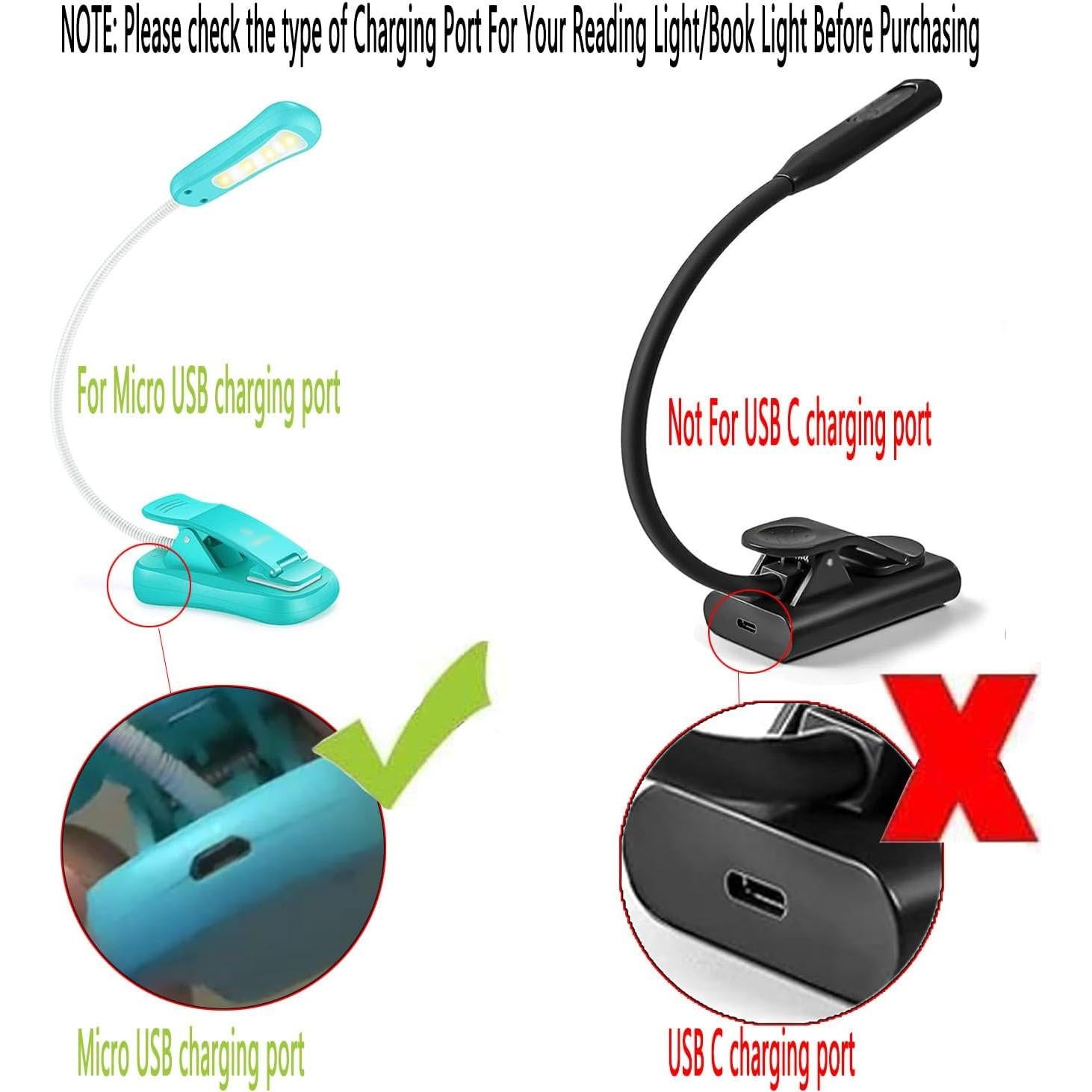 Cable de Carga USB Gzzscortd 1.5m para Luz de Lectura LED