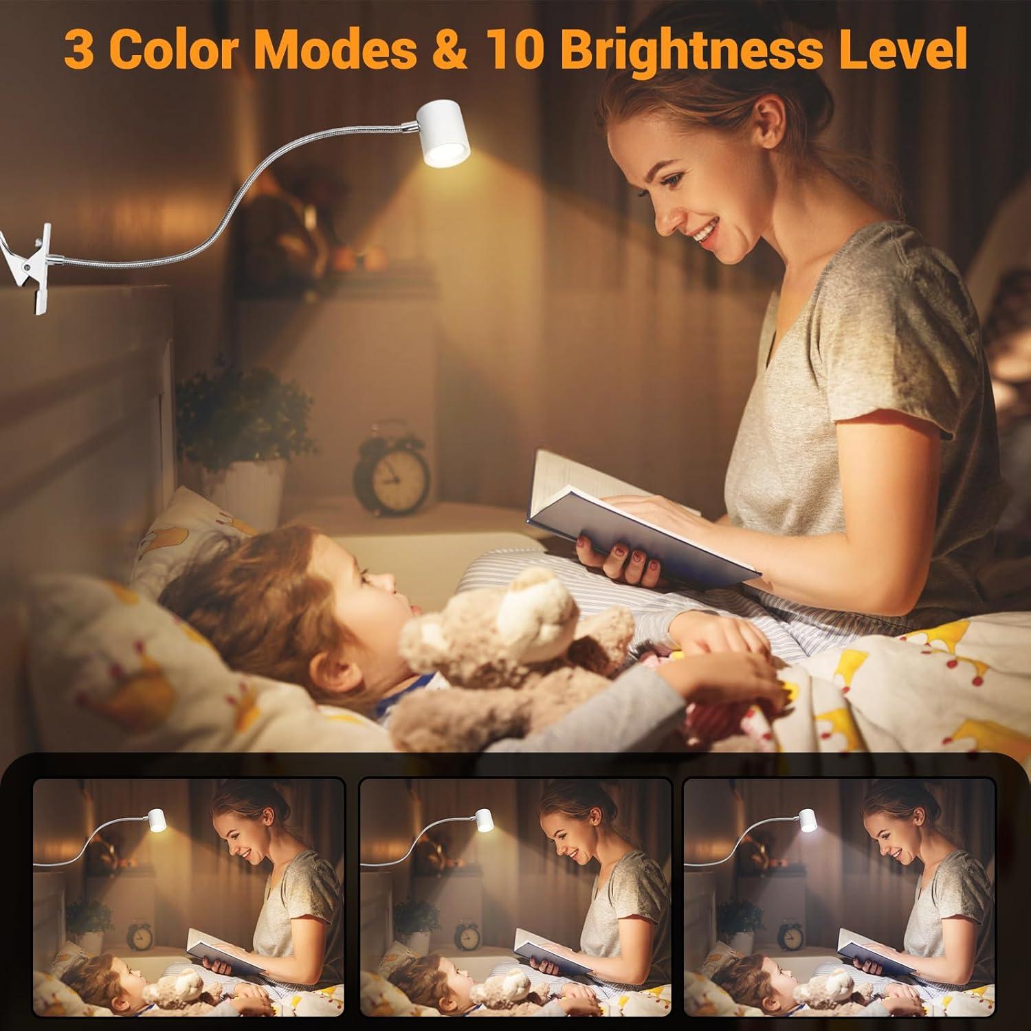 Luz de lectura LED con clip BEST WORLD 3 modos 10 niveles