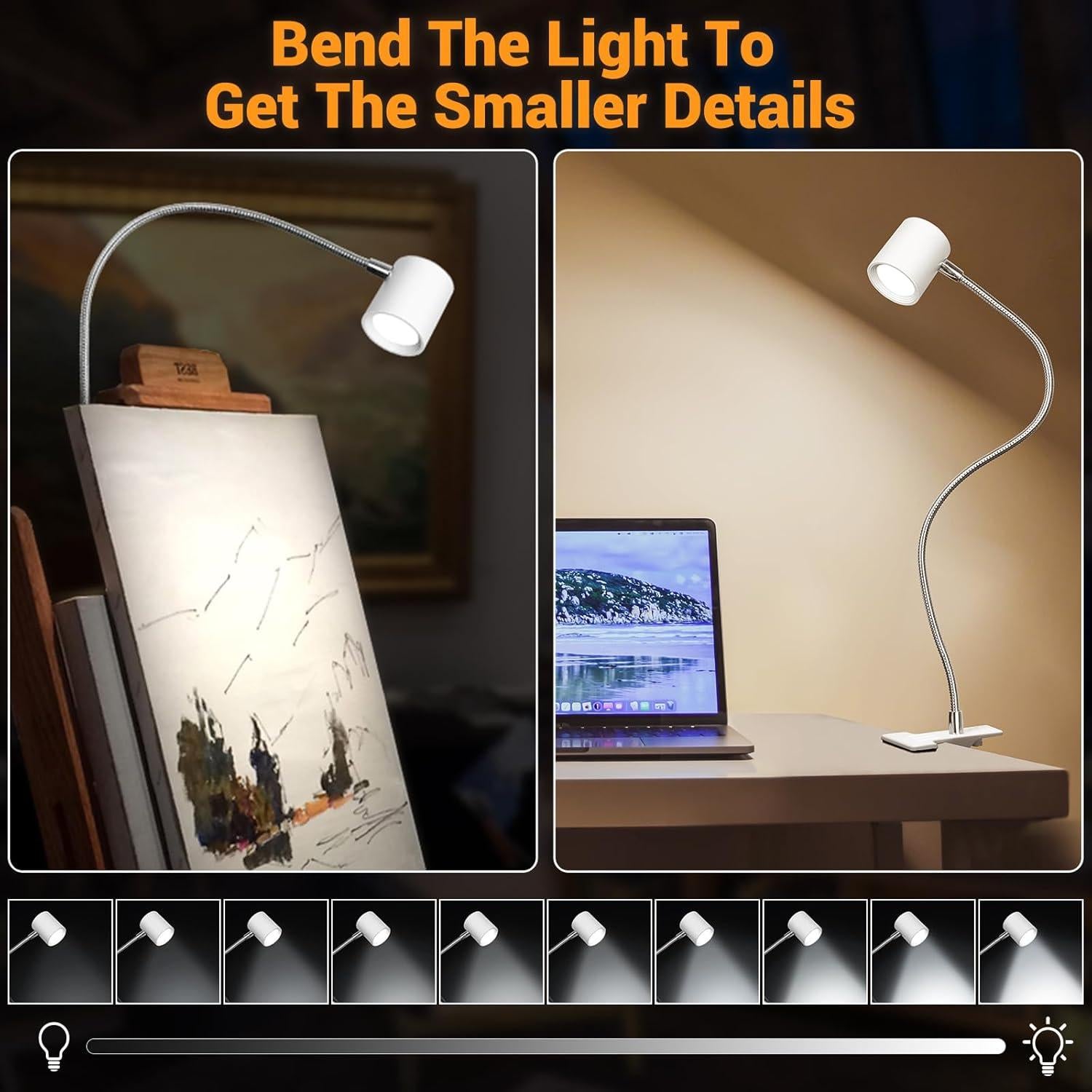 Luz de lectura LED con clip BEST WORLD 3 modos 10 niveles