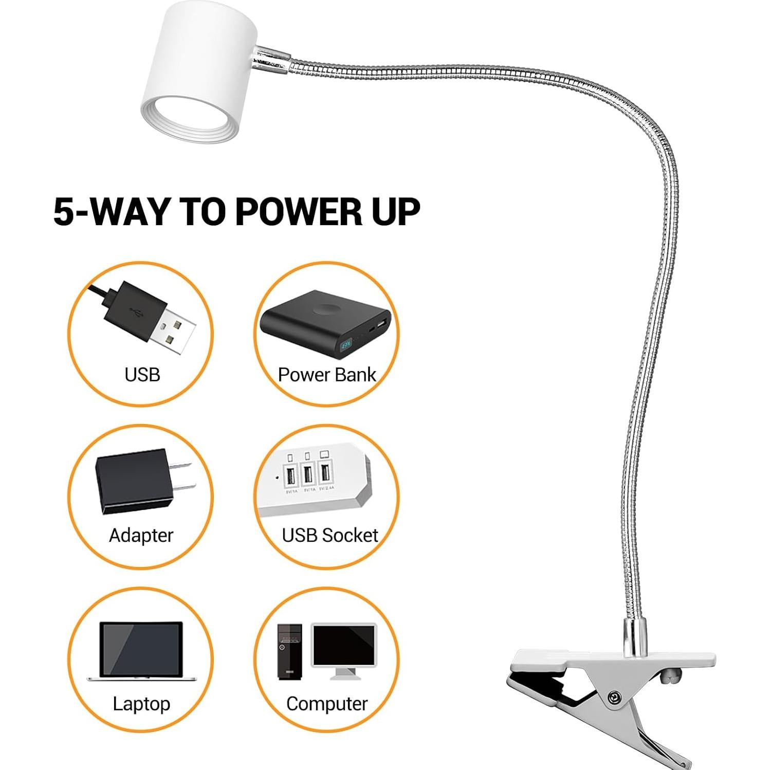 Luz de lectura LED con clip BEST WORLD 3 modos 10 niveles