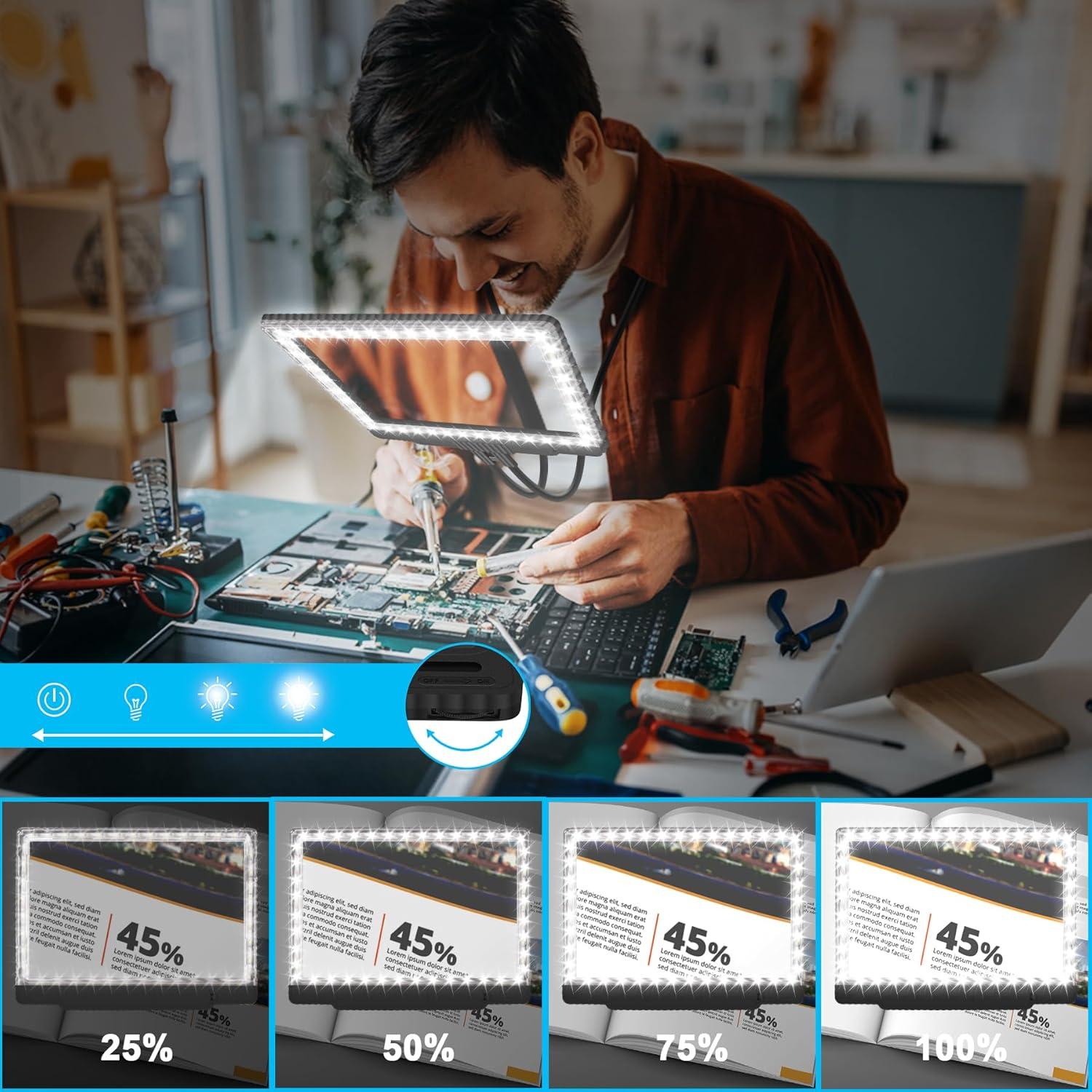 Lupa de Mano 5X JUOIFIP con Luz LED Ajustable