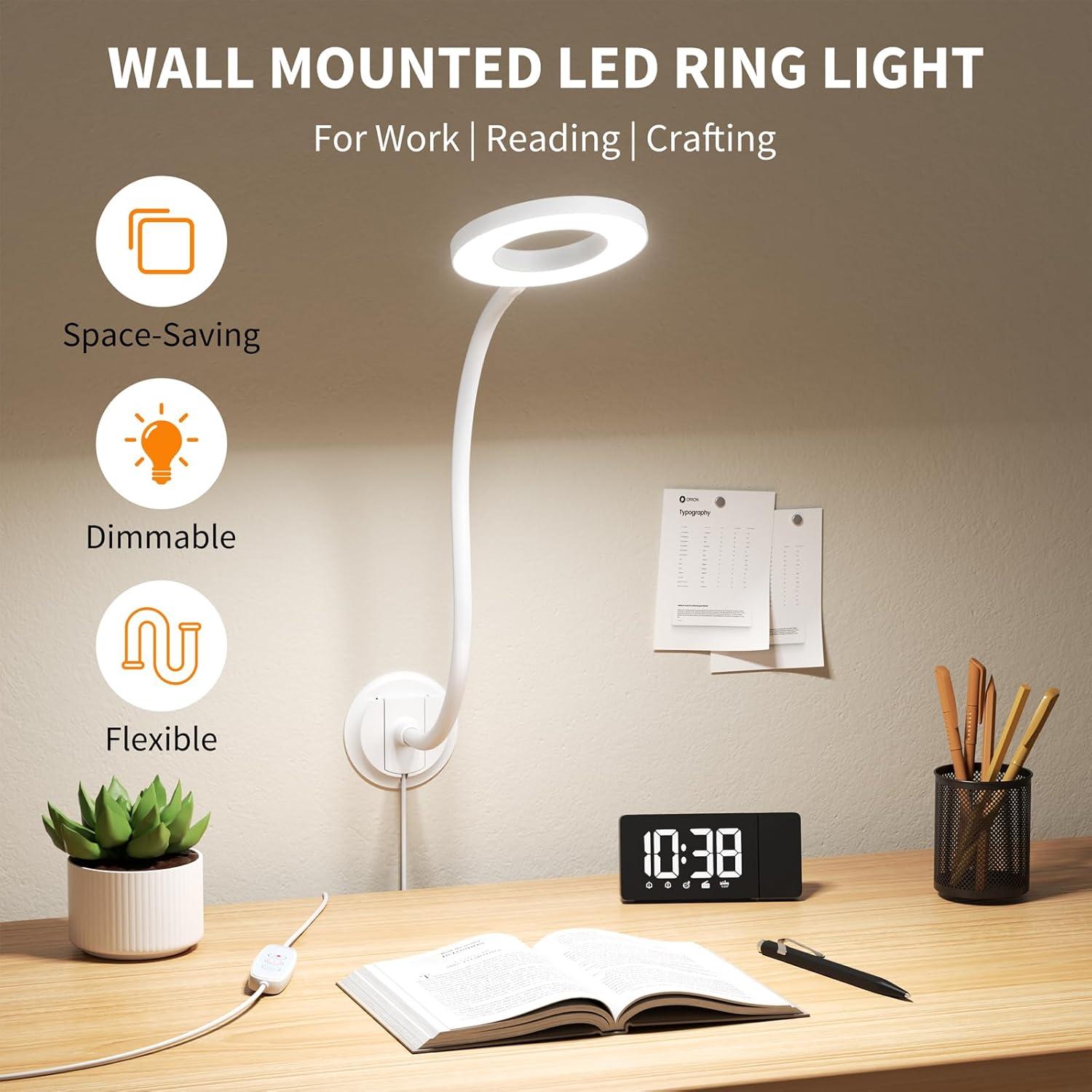 Luz de Lectura Montada en Pared Kaulsoue 5 Colores Ajustable