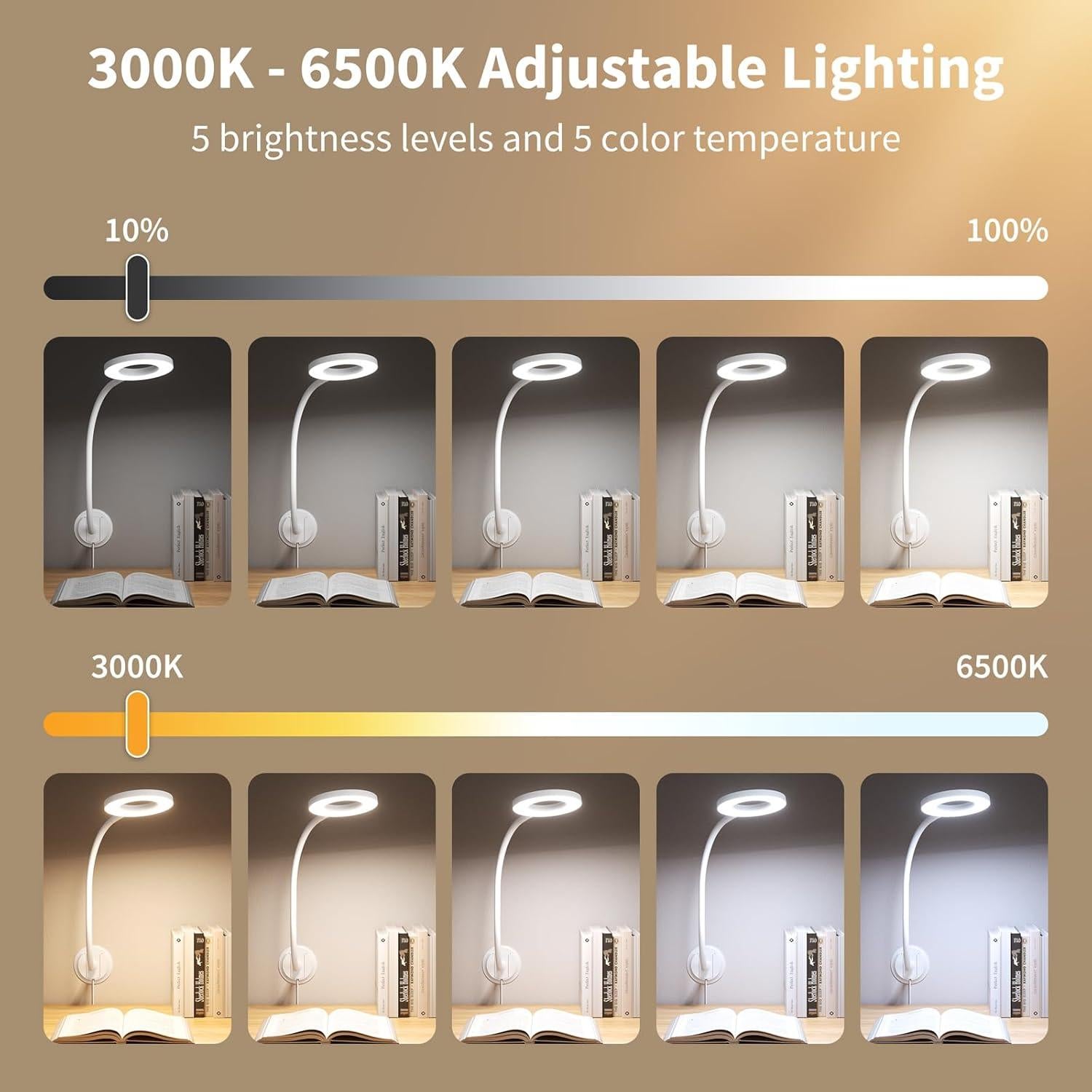 Luz de Lectura Montada en Pared Kaulsoue 5 Colores Ajustable
