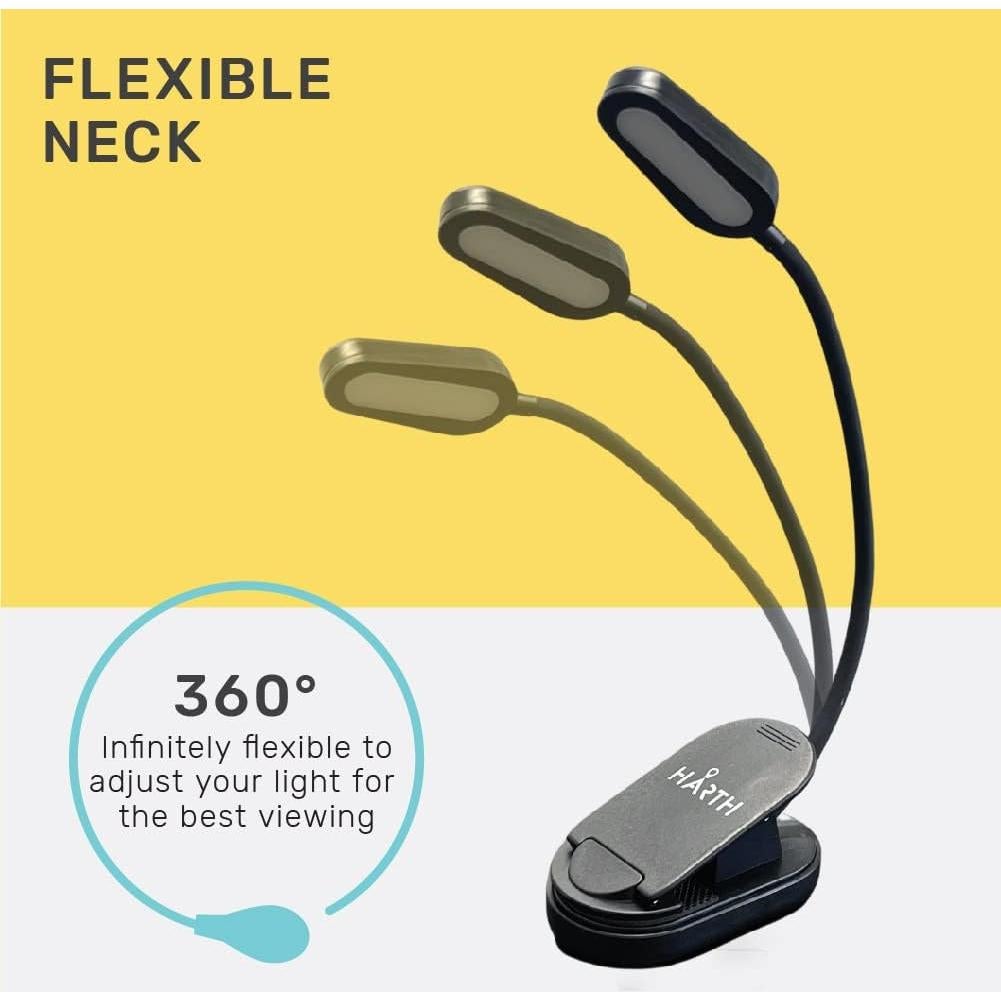 Luz de lectura con clip Harth recargable 1200 mAh LED