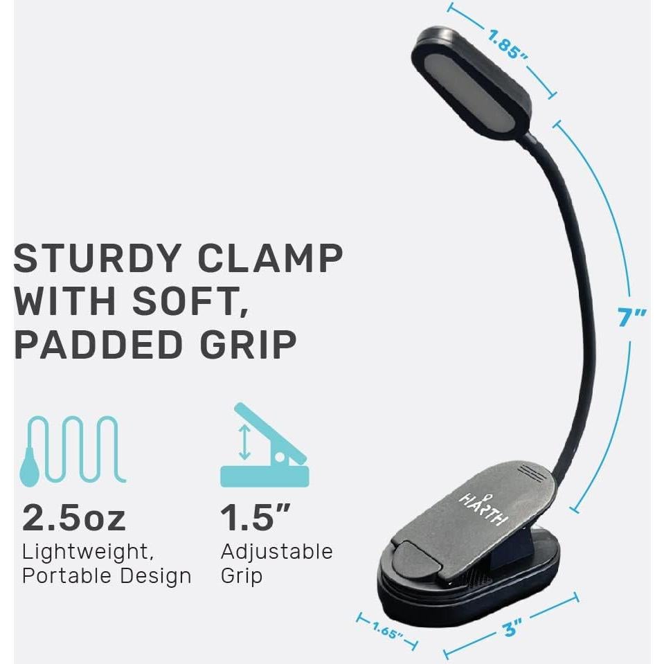 Luz de lectura con clip Harth recargable 1200 mAh LED
