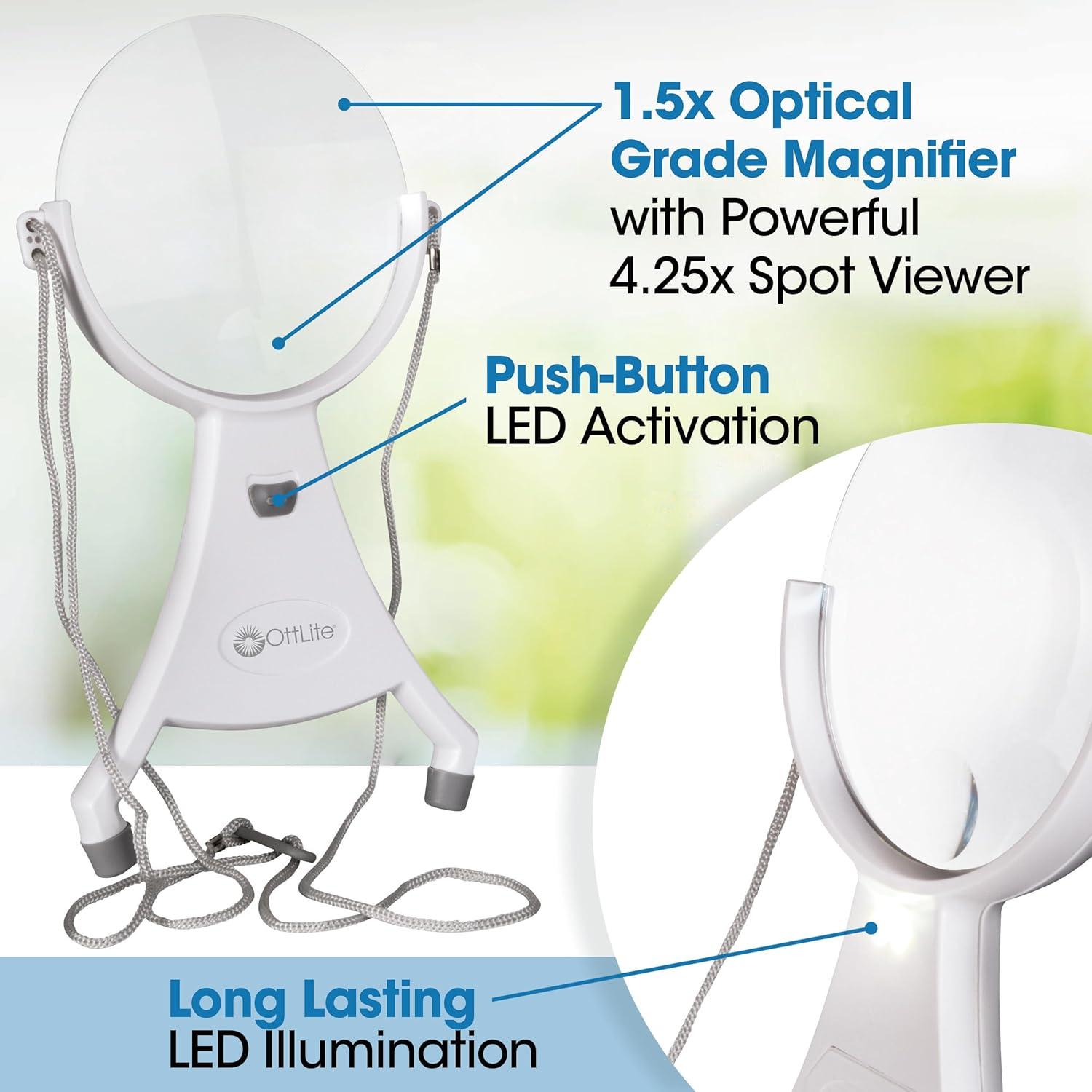 Lupa LED Manos Libres OttLite 10.99 cm Acrílico Ajustable