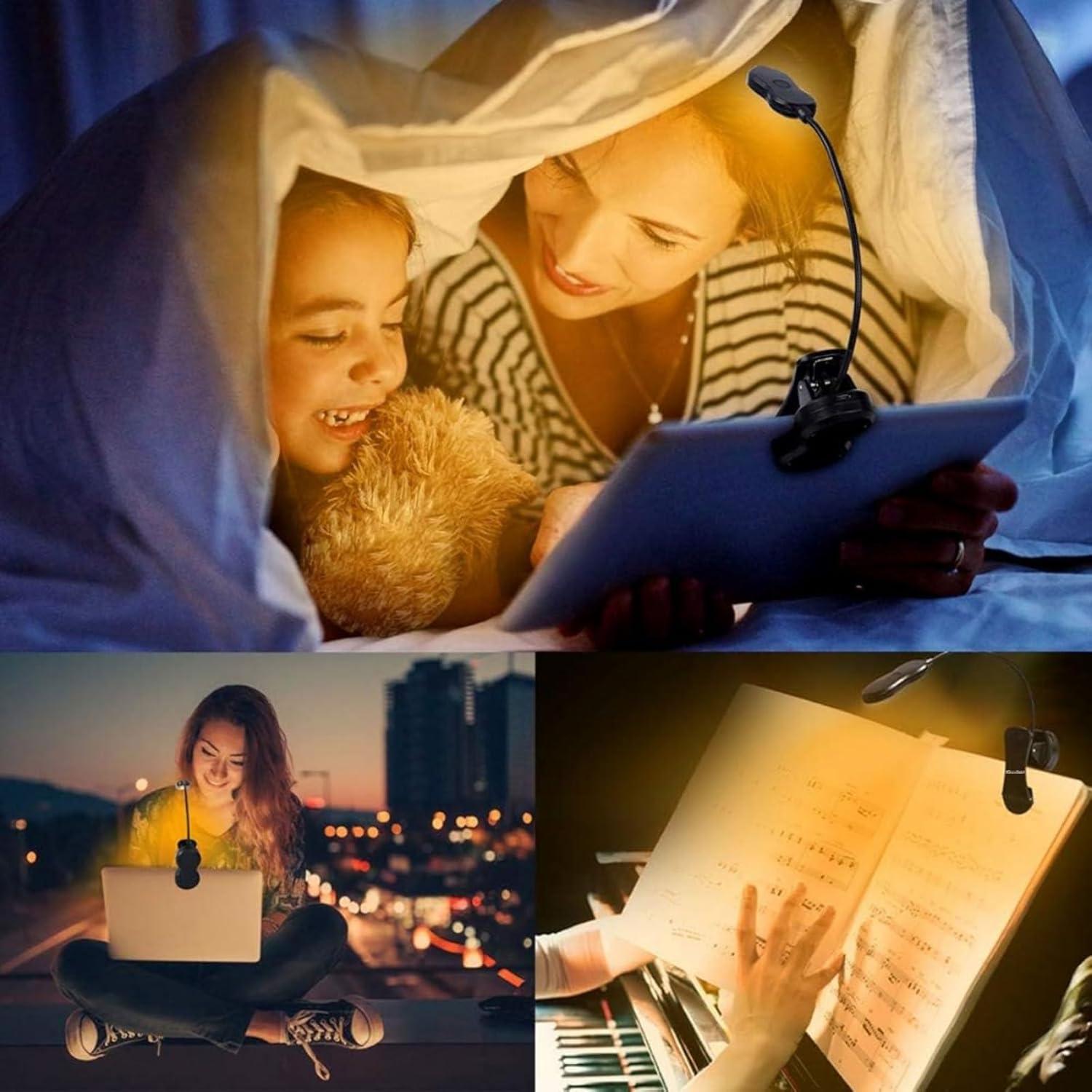 Luz de Libro Ámbar iGoober Recargable con 3 Niveles de Brillo