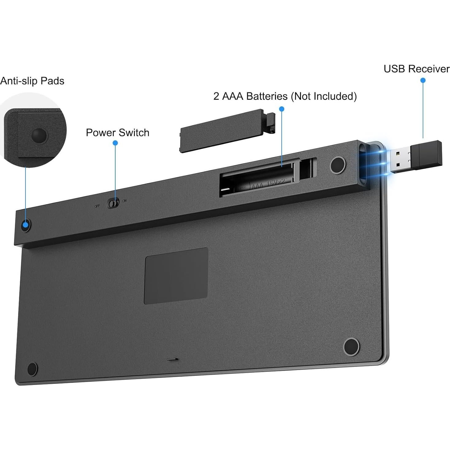 Teclado Inalámbrico OMOTON 2.4G Compacto Gris USB Tipo C