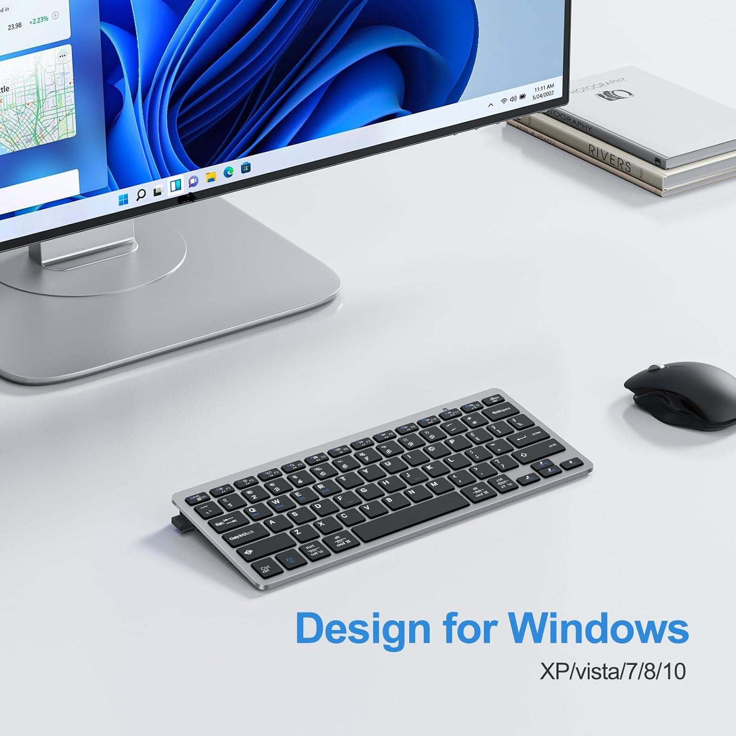 Teclado Inalámbrico OMOTON 2.4G Compacto Gris USB Tipo C