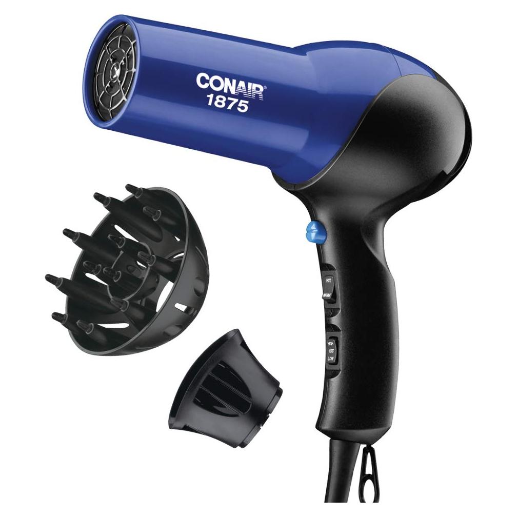 Secador de Pelo Iónico Conair 1875W Azul/Negro con Difusor