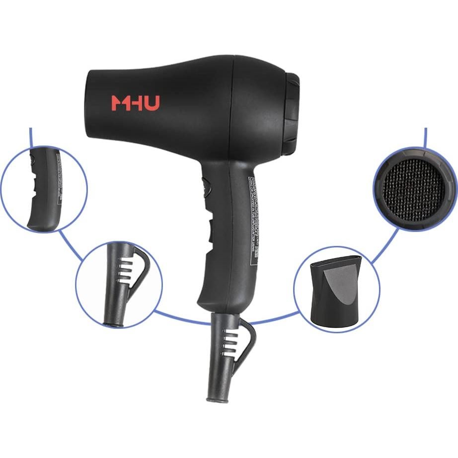 Secador de pelo de viaje mini 1000W cerámica iónica negro