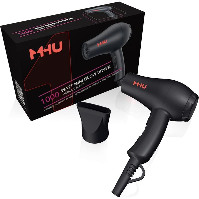 Secador de pelo de viaje mini 1000W cerámica iónica negro
