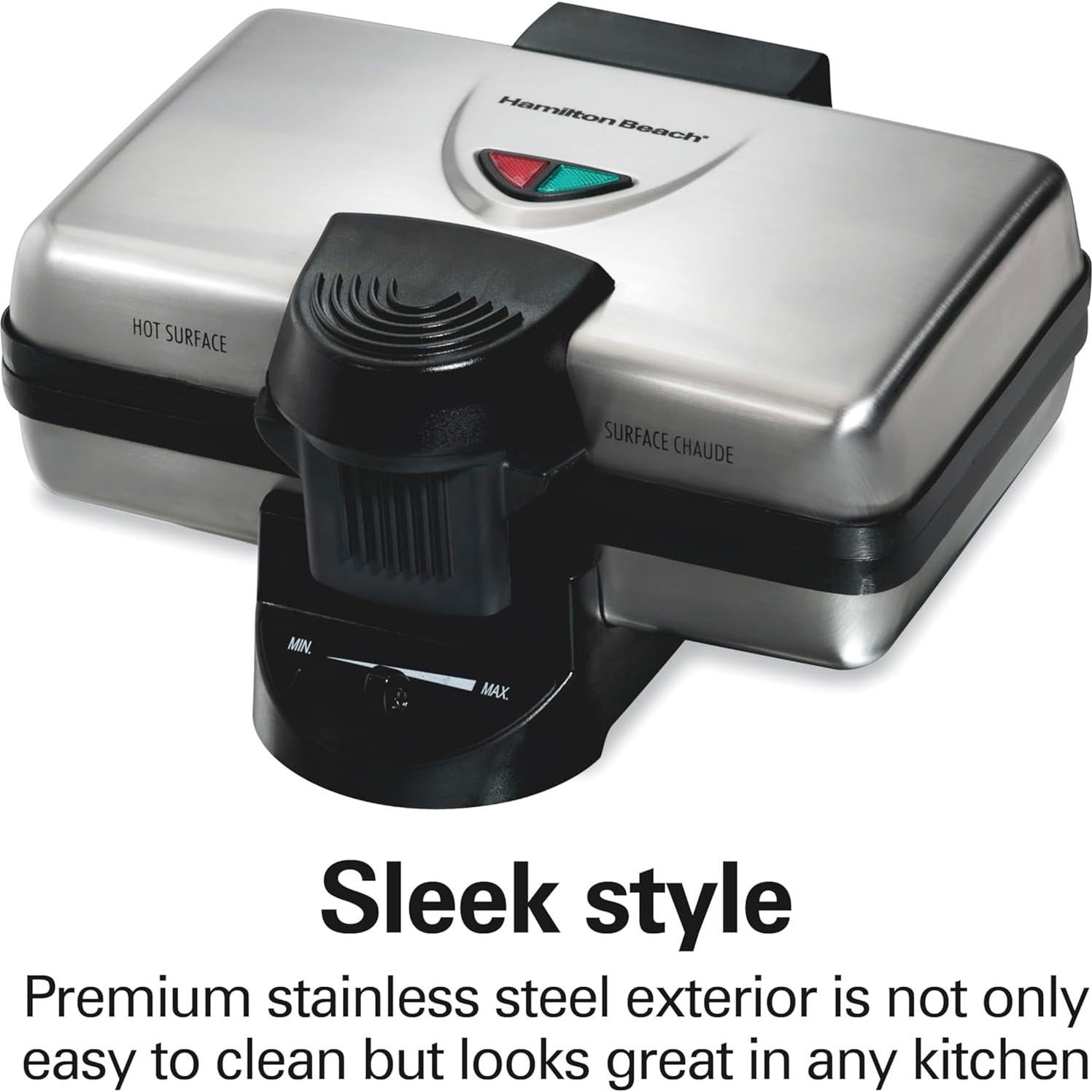 Máquina de Waffles Hamilton Beach 26009 Acero Inoxidable Compacta