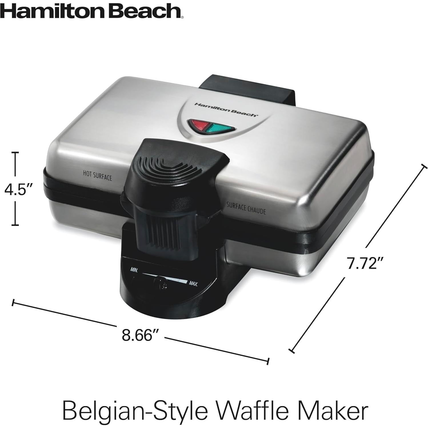 Máquina de Waffles Hamilton Beach 26009 Acero Inoxidable Compacta