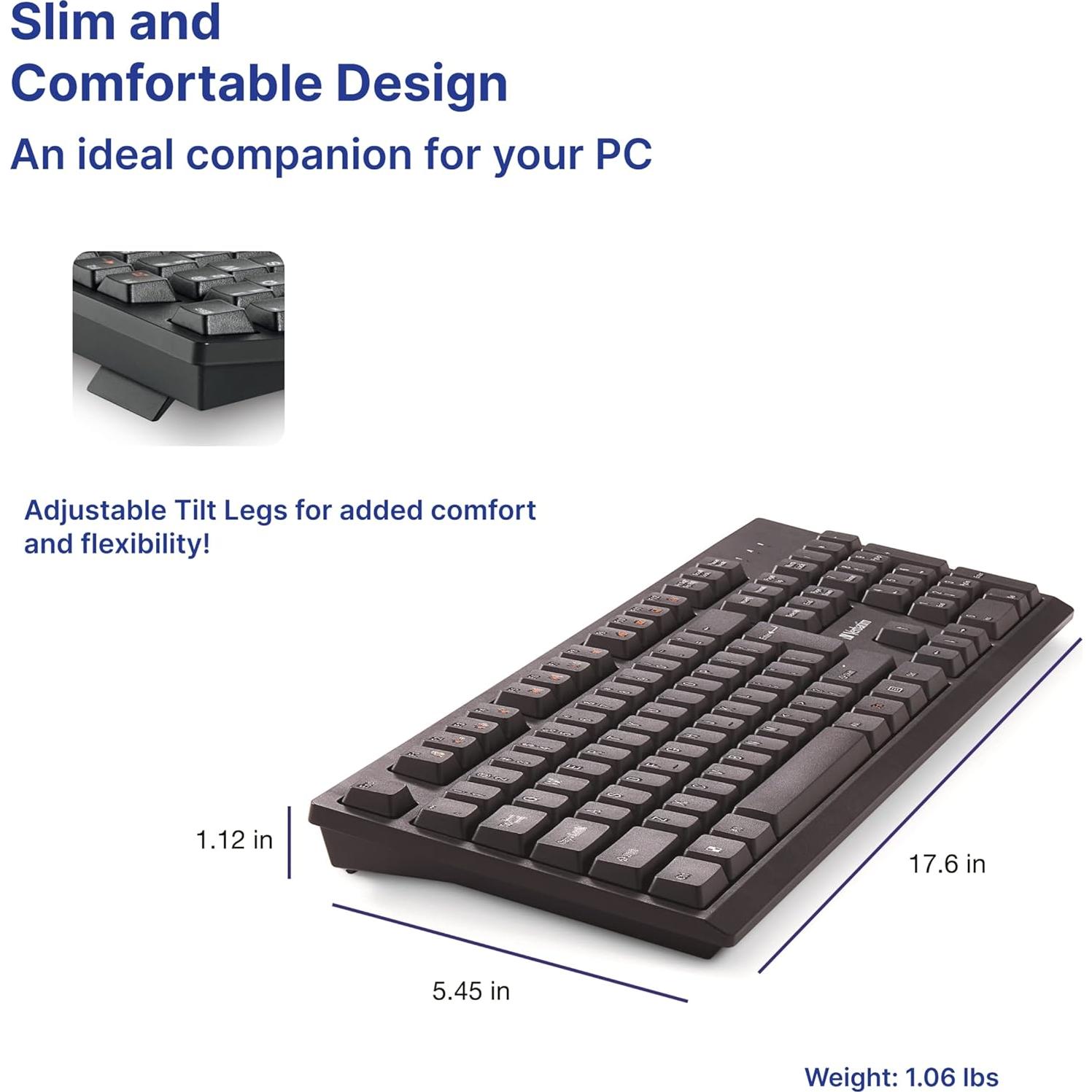 Teclado Inalámbrico Slimline Verbatim 2.4GHz USB Negro