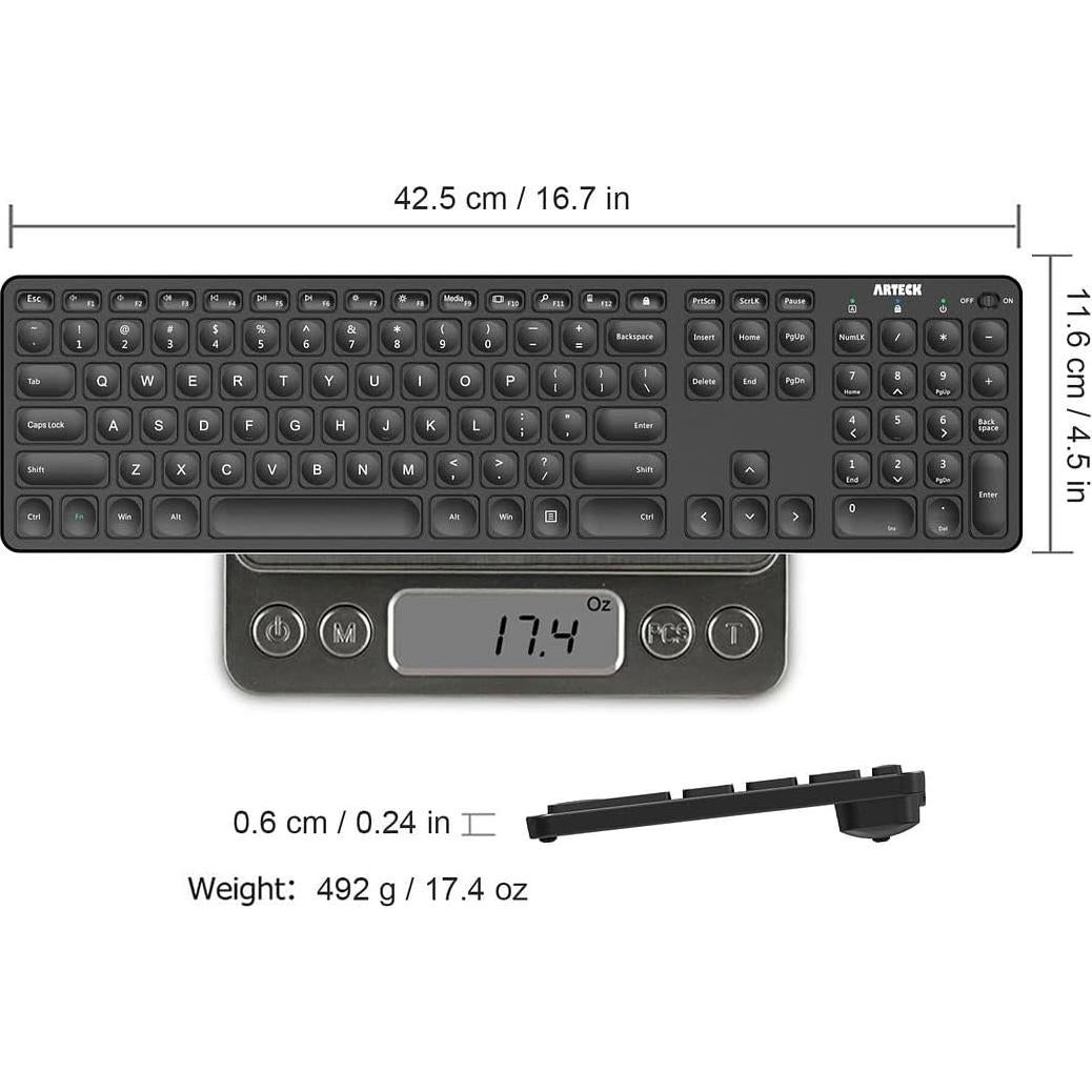 Teclado Inalámbrico Arteck 2.4G Ultra Delgado con Numérico