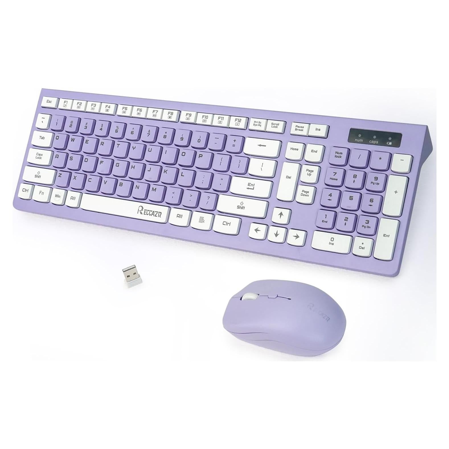 Combo Teclado y Ratón Inalámbricos RECCAZR Púrpura