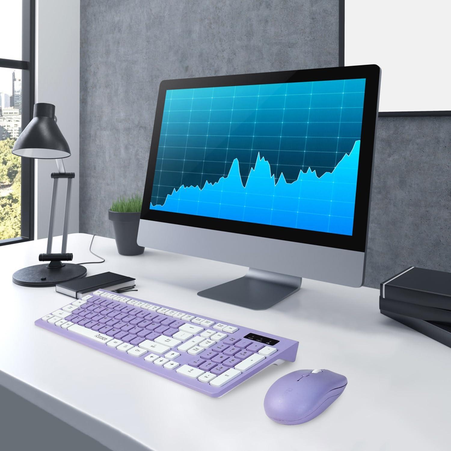 Combo Teclado y Ratón Inalámbricos RECCAZR Púrpura