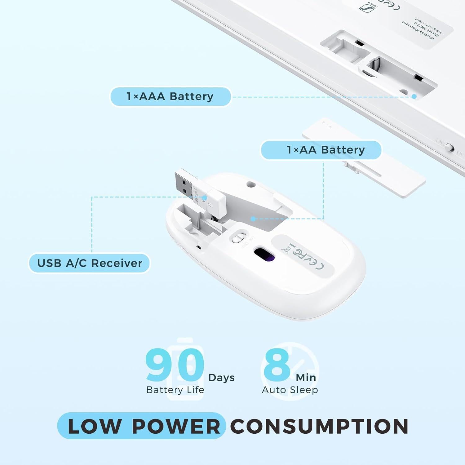 Combo Teclado y Ratón Inalámbricos Seenda SK73-3 Blanco