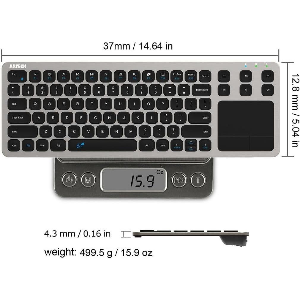 Teclado Inalámbrico Arteck HW197 con Panel Táctil y USB