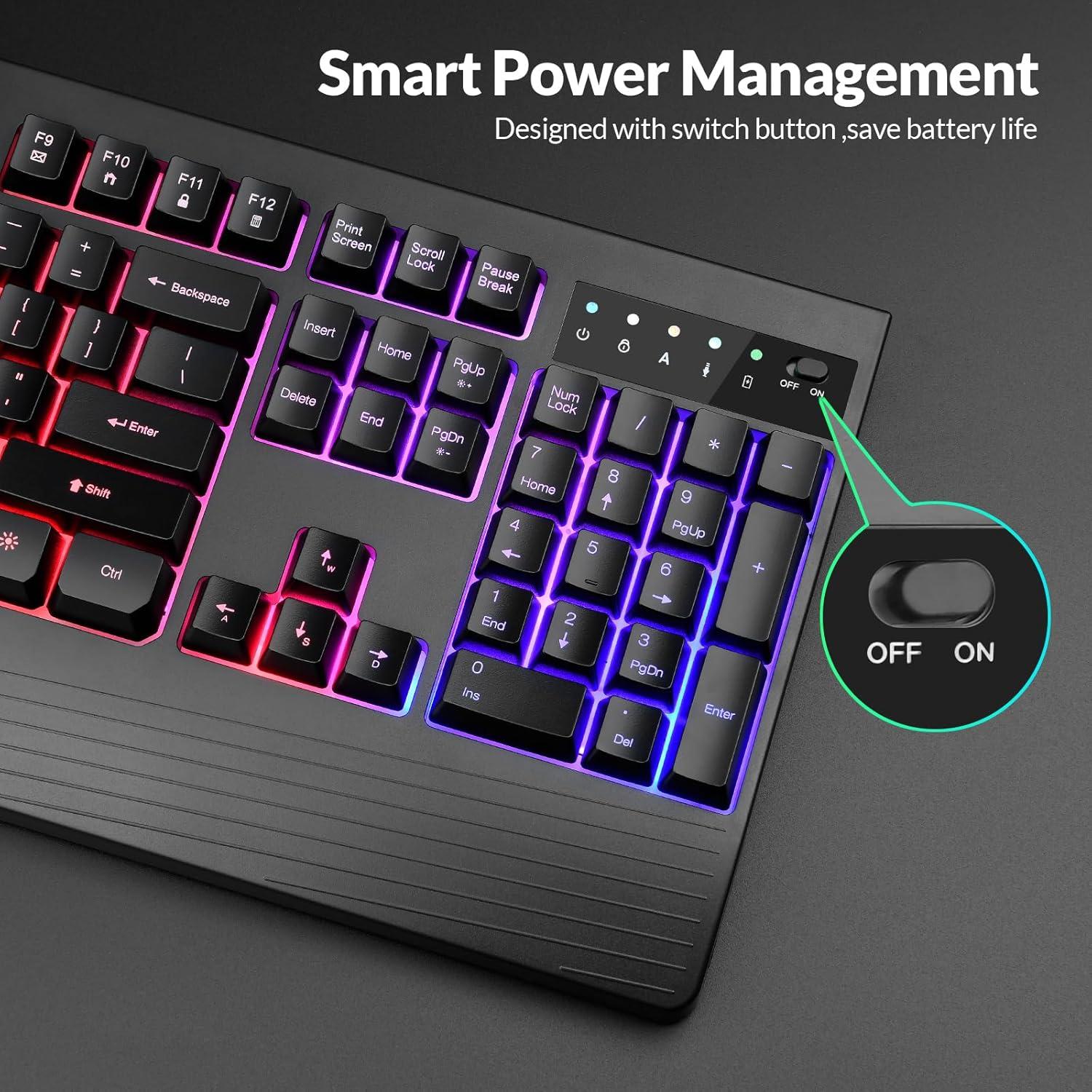 Teclado Gaming Inalámbrico Rii RK204 Retroiluminado 0.93kg