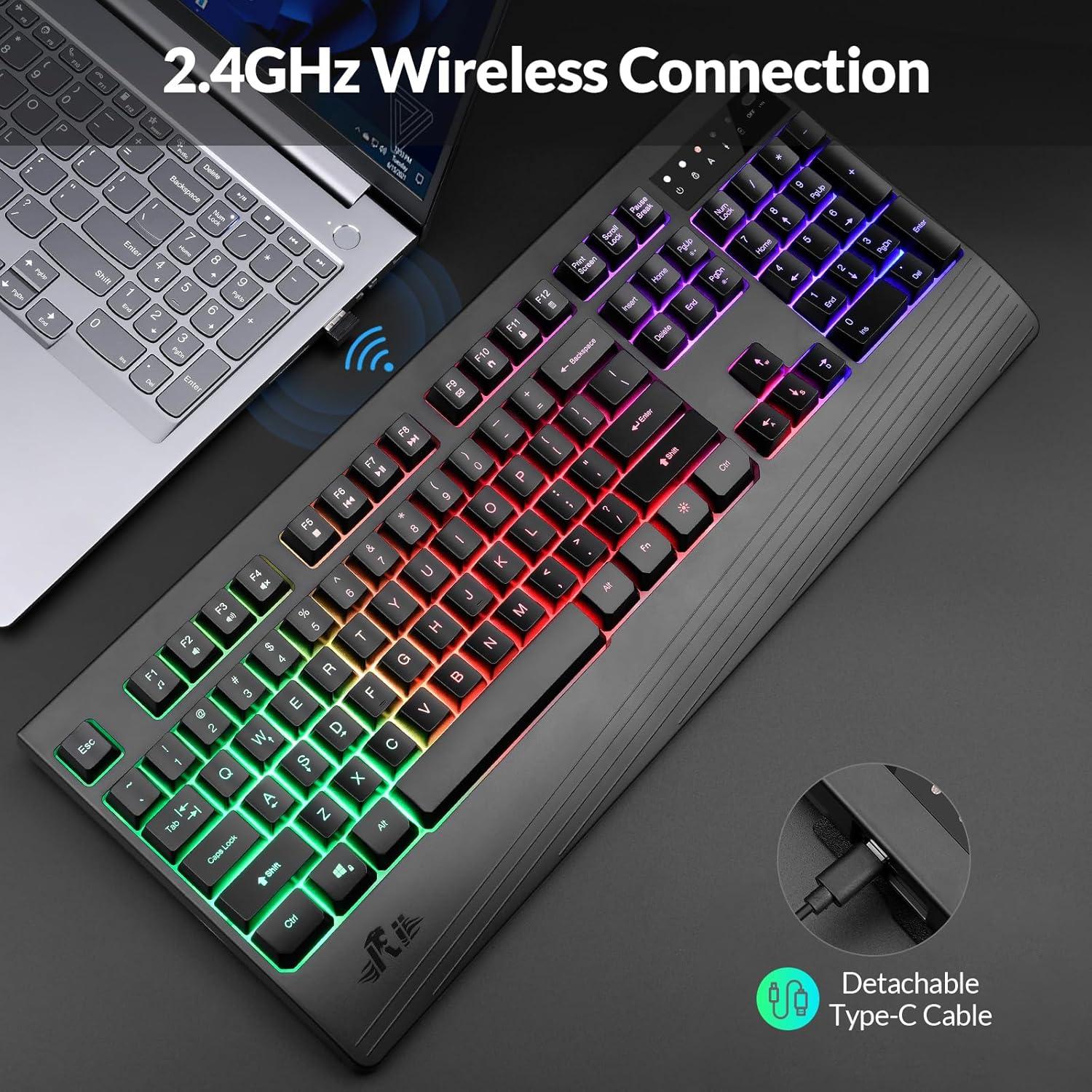 Teclado Gaming Inalámbrico Rii RK204 Retroiluminado 0.93kg