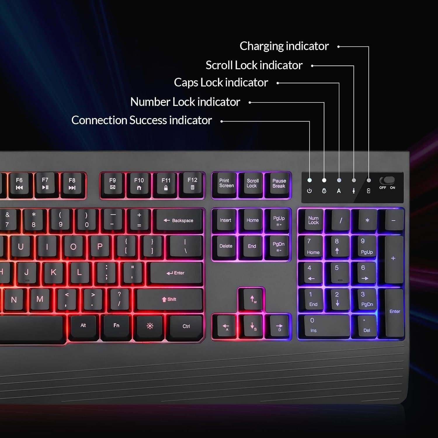 Teclado Gaming Inalámbrico Rii RK204 Retroiluminado 0.93kg