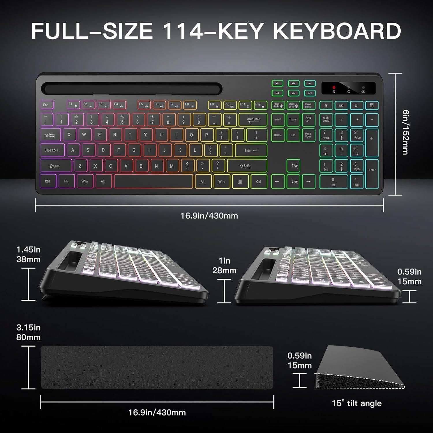 Teclado Inalámbrico Soueto WS415-S con Retroiluminación RGB