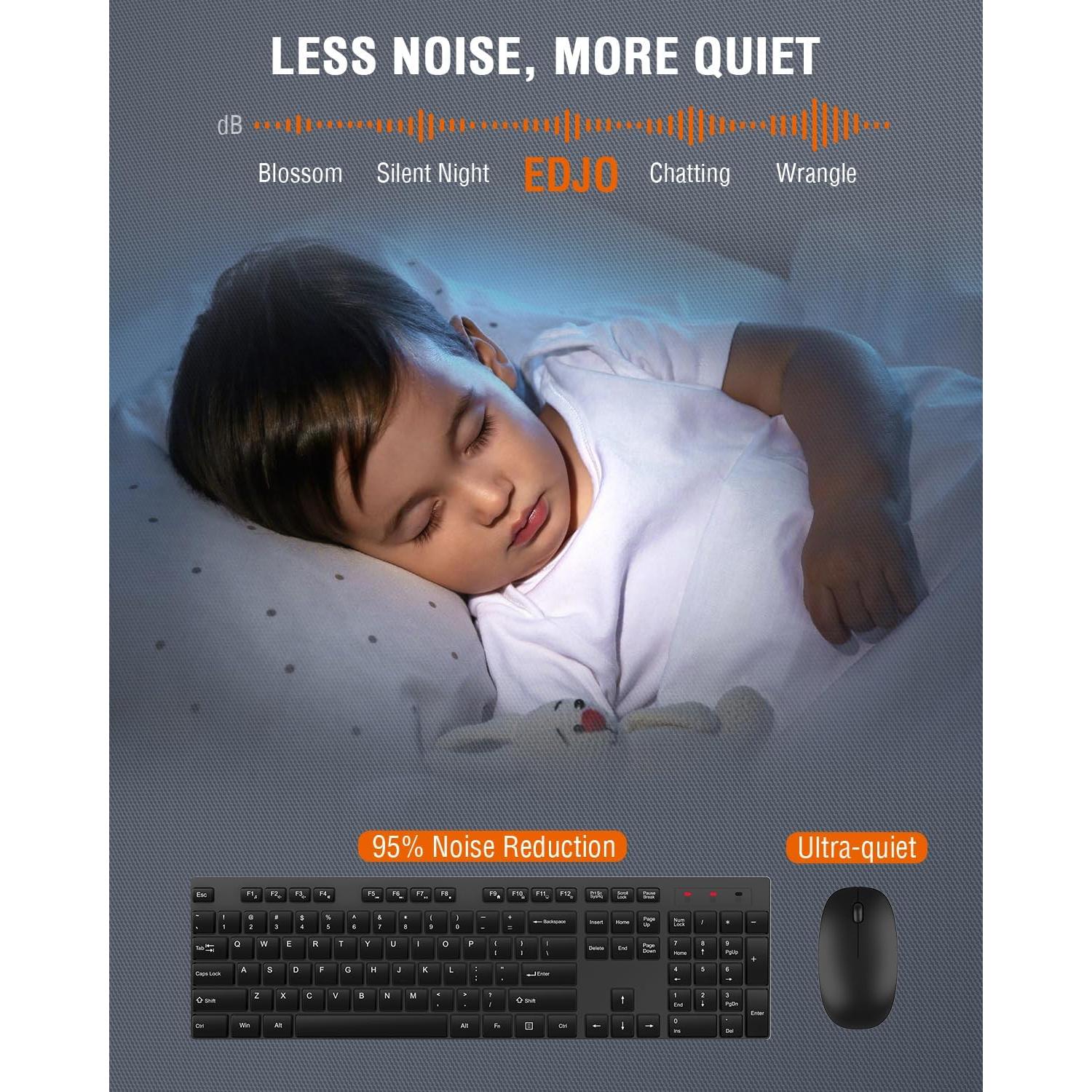 Combo Teclado y Ratón Inalámbrico EDJO Negro USB 2.4GHz