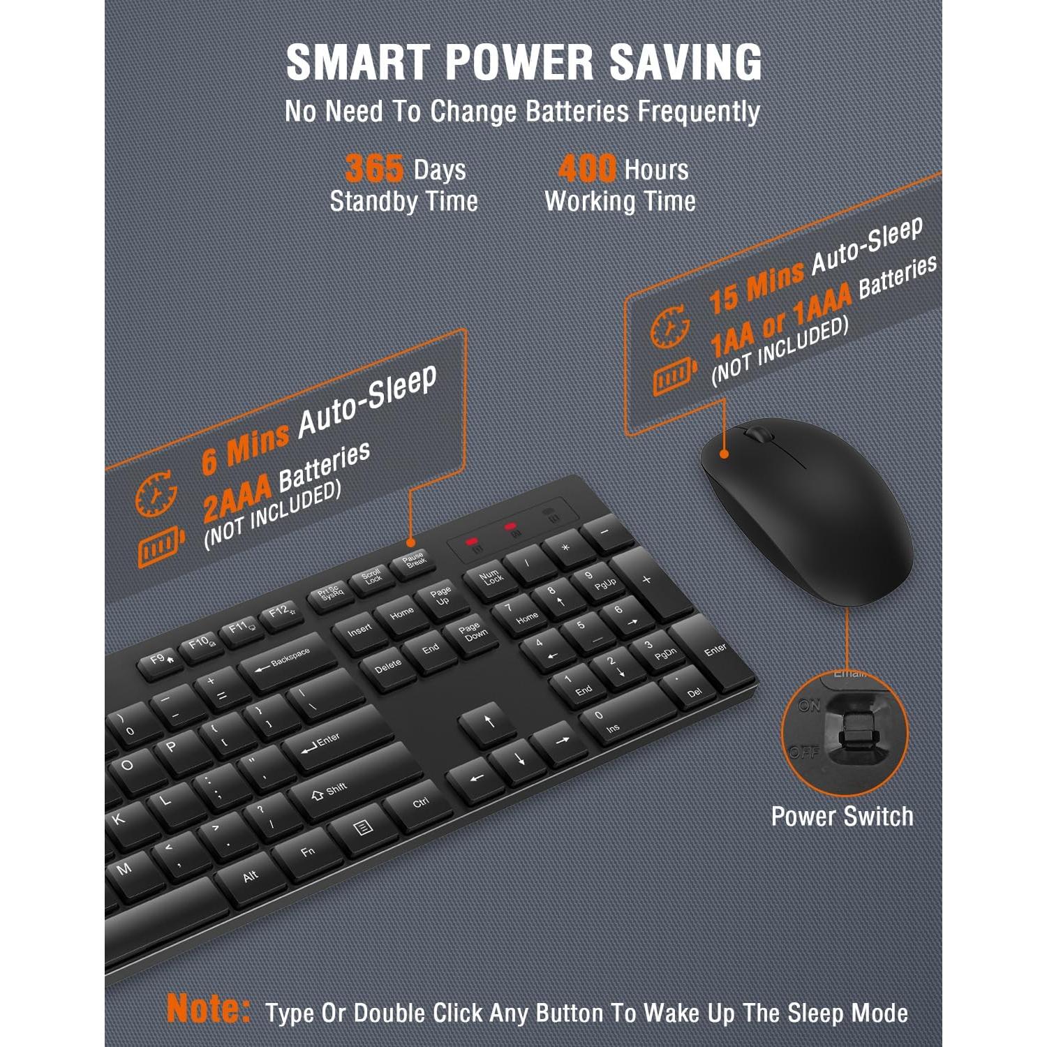 Combo Teclado y Ratón Inalámbrico EDJO Negro USB 2.4GHz