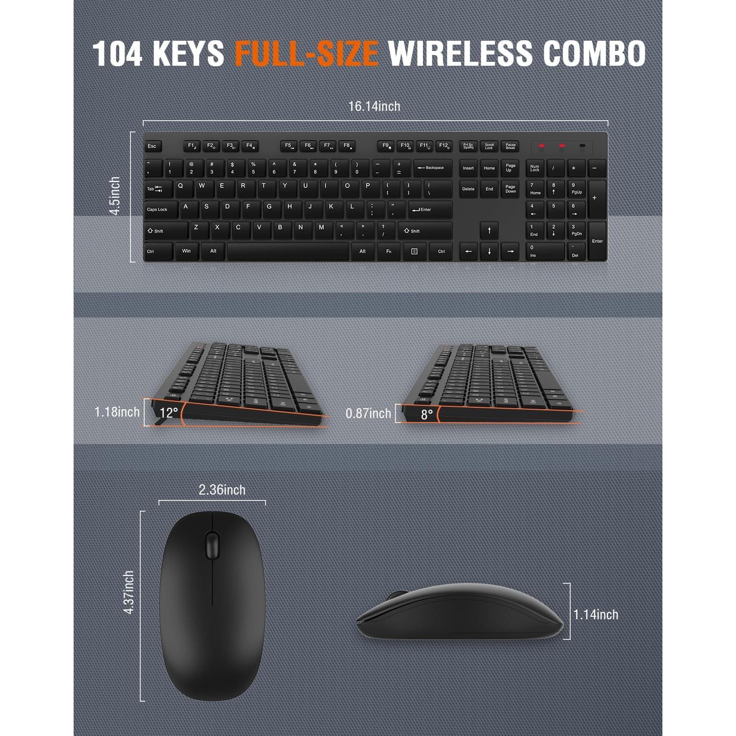 Combo Teclado y Ratón Inalámbrico EDJO Negro USB 2.4GHz