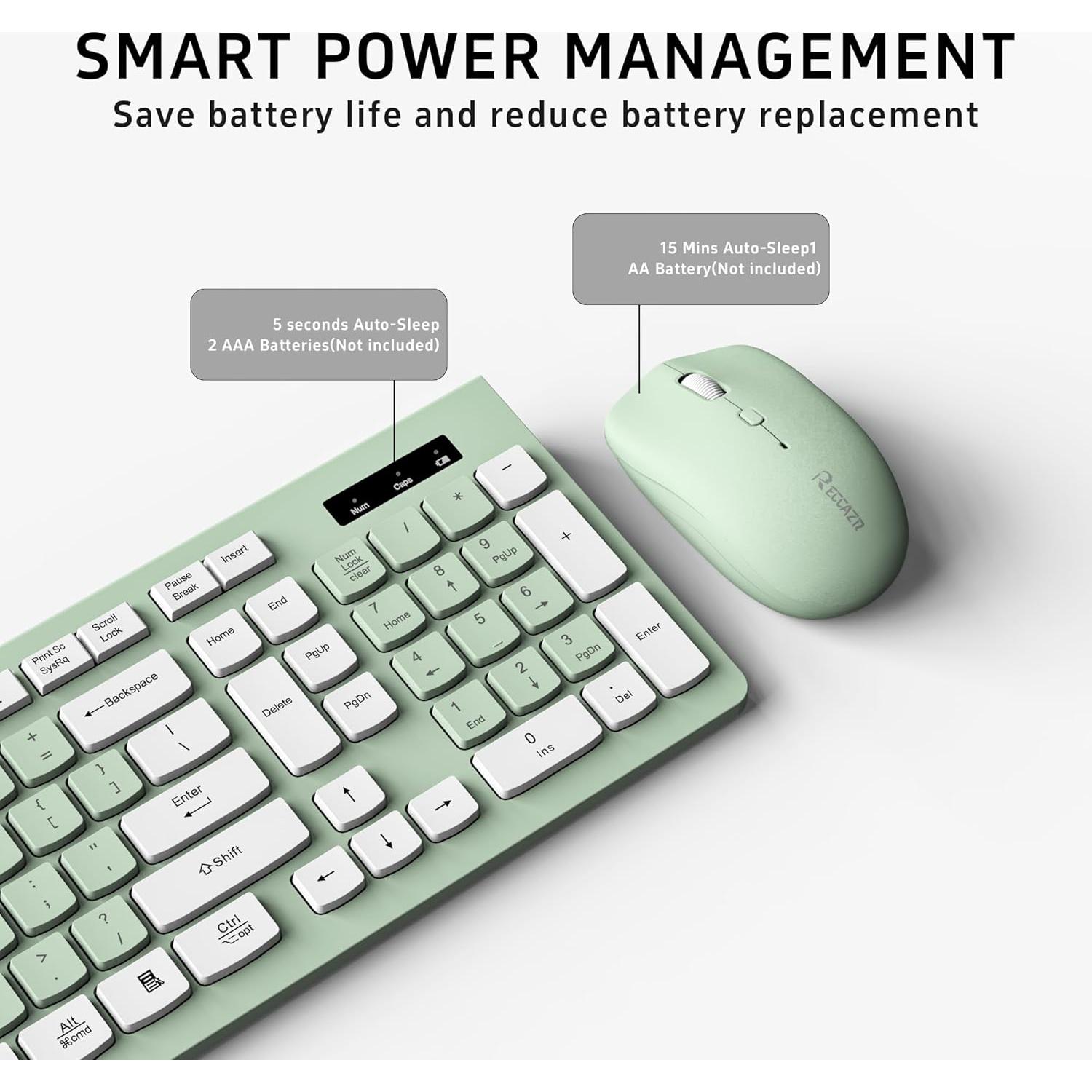 Combo Teclado y Ratón Inalámbrico RECCAZR Verde Aguacate