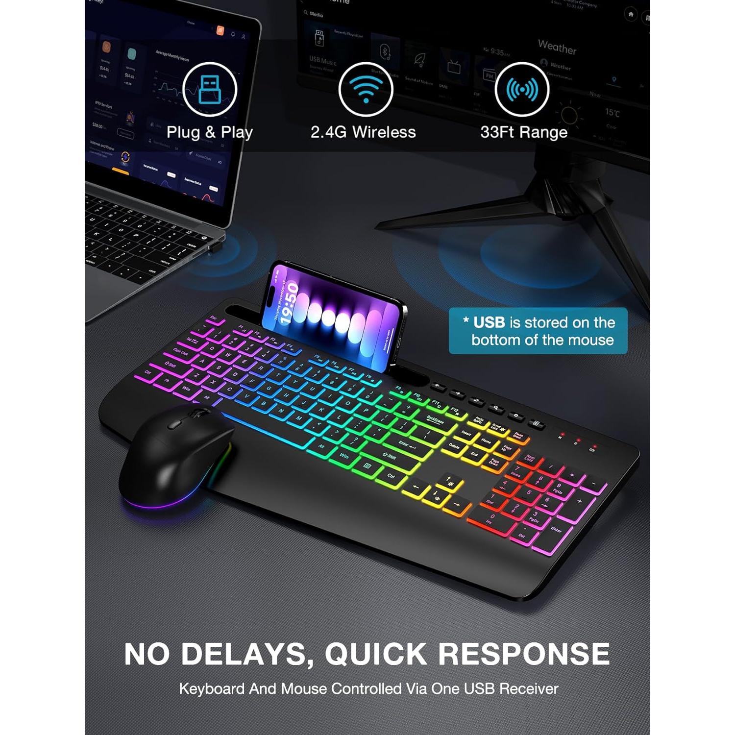 Combo Teclado y Ratón Inalámbrico SABLUTE KL3 PRO Negro