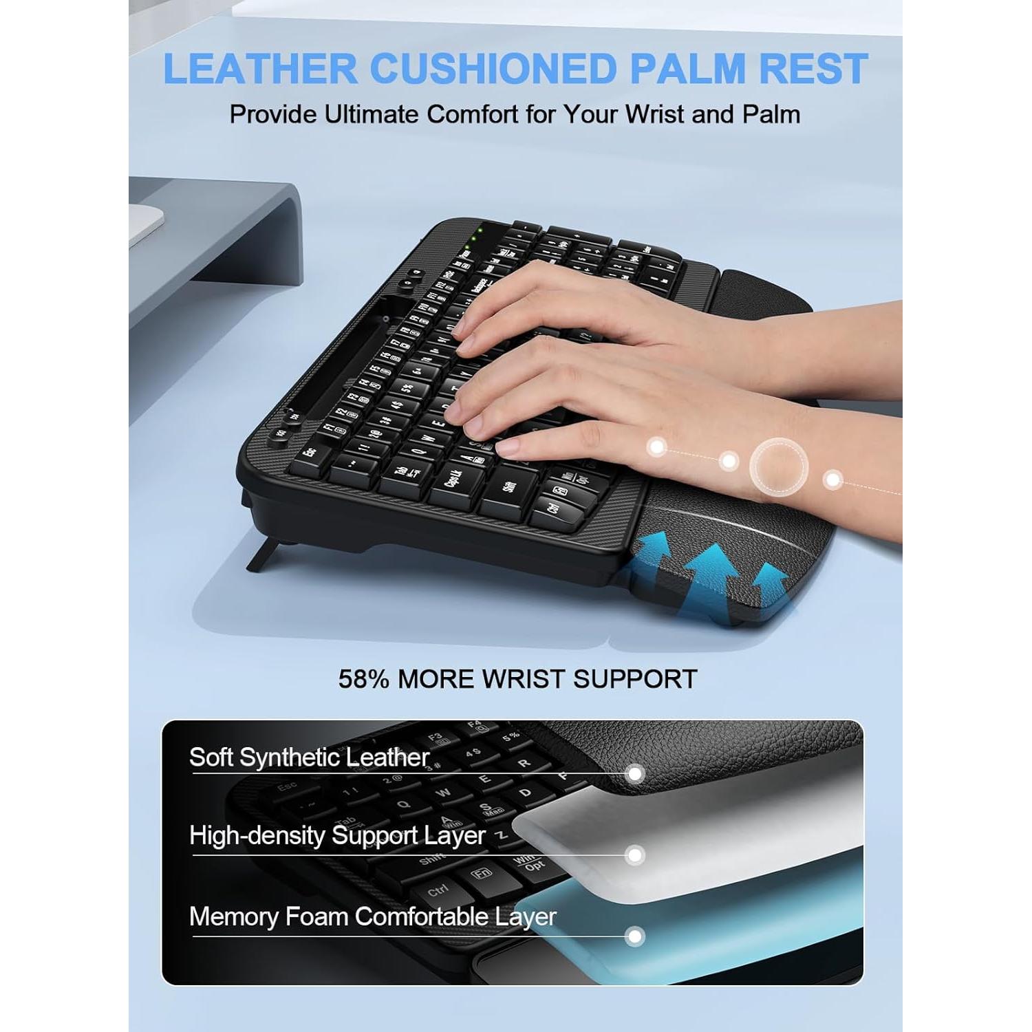 Teclado Inalámbrico Ergonómico EAYBLLY con Reposamuñecas