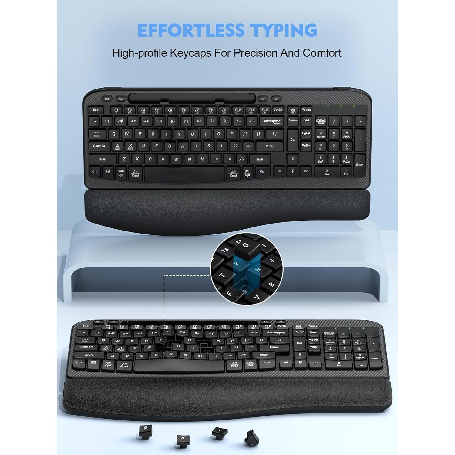 Teclado Inalámbrico Ergonómico EAYBLLY con Reposamuñecas