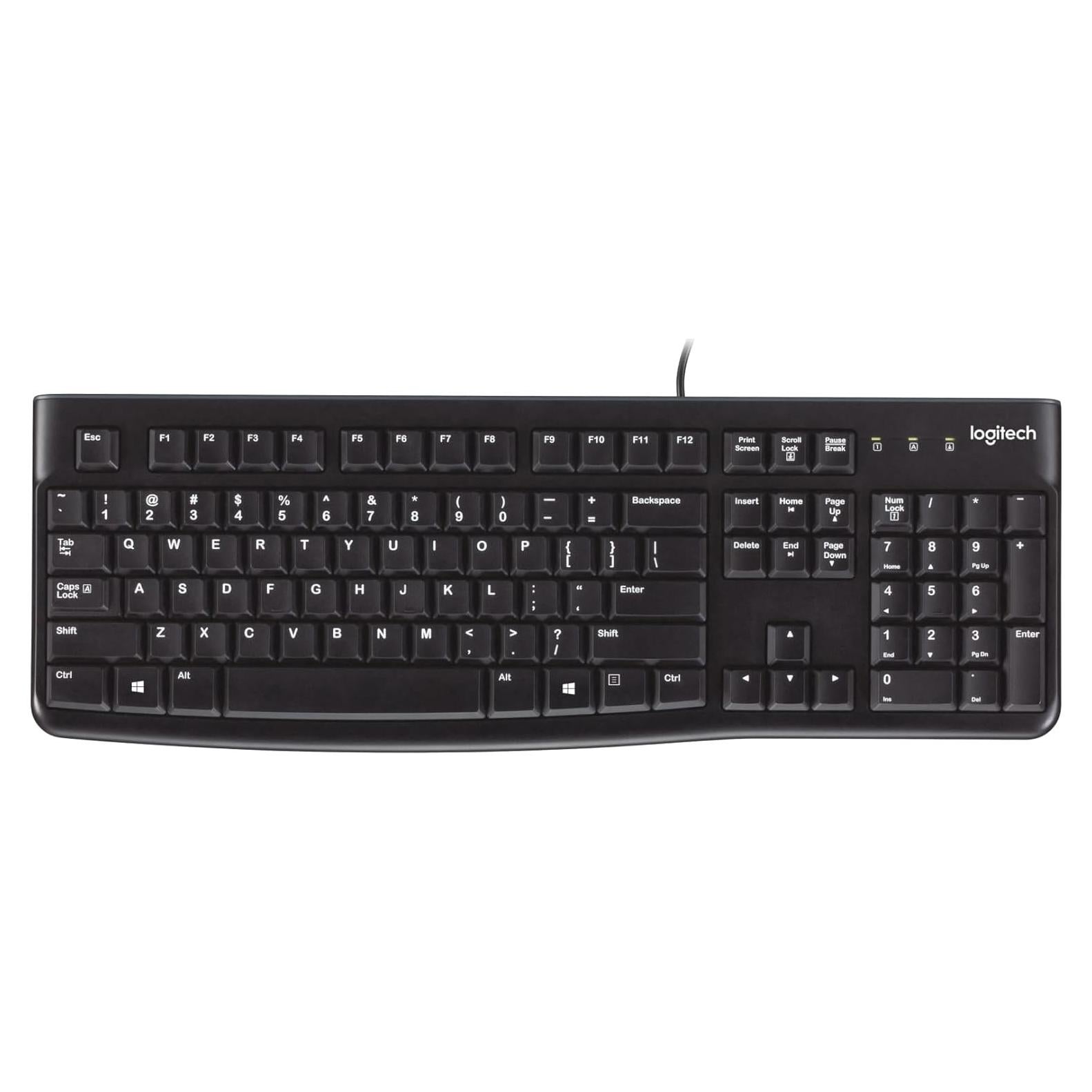 Teclado Logitech K120 con cable USB resistente a derrames