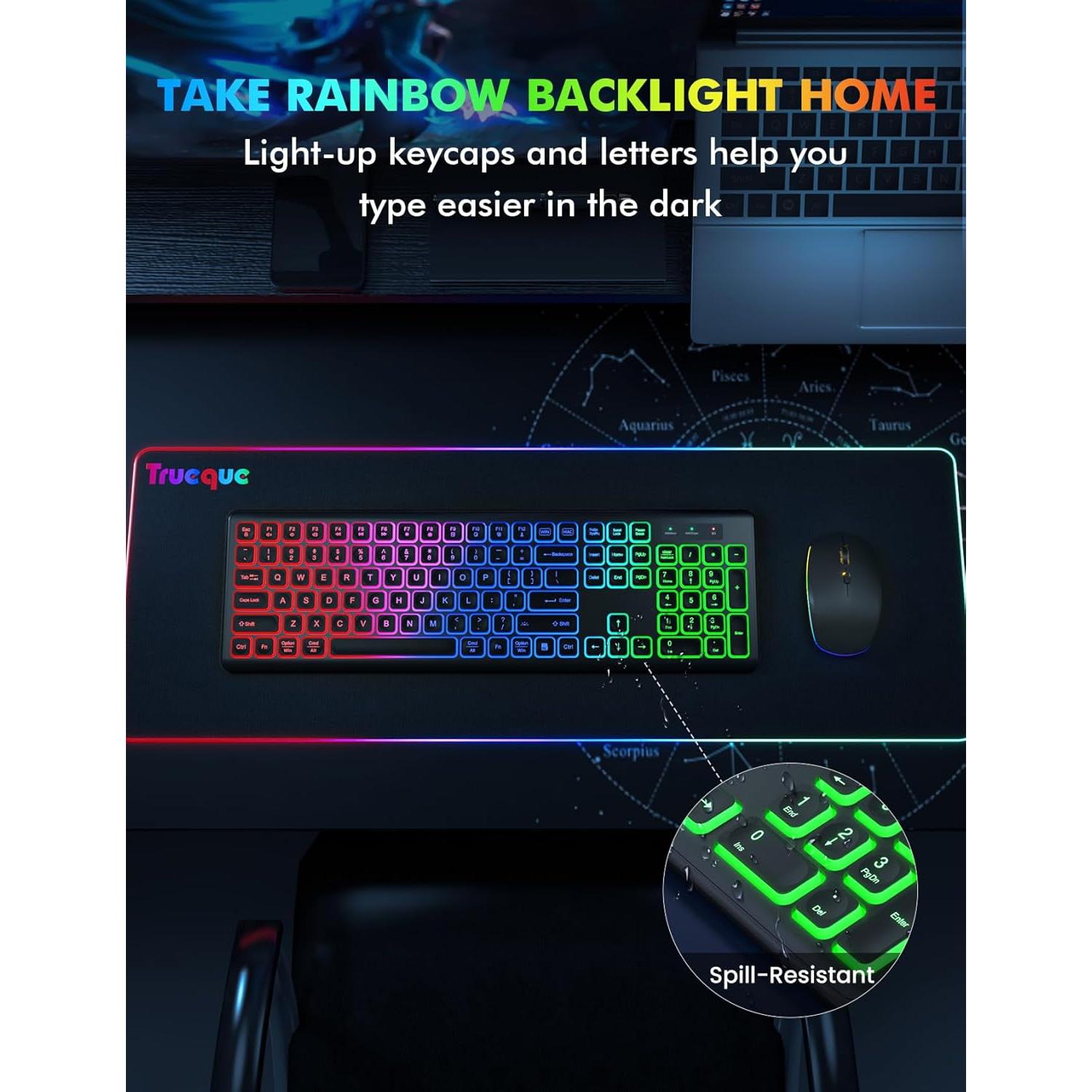 Combo Teclado y Ratón Inalámbrico Trueque RGB Recargable